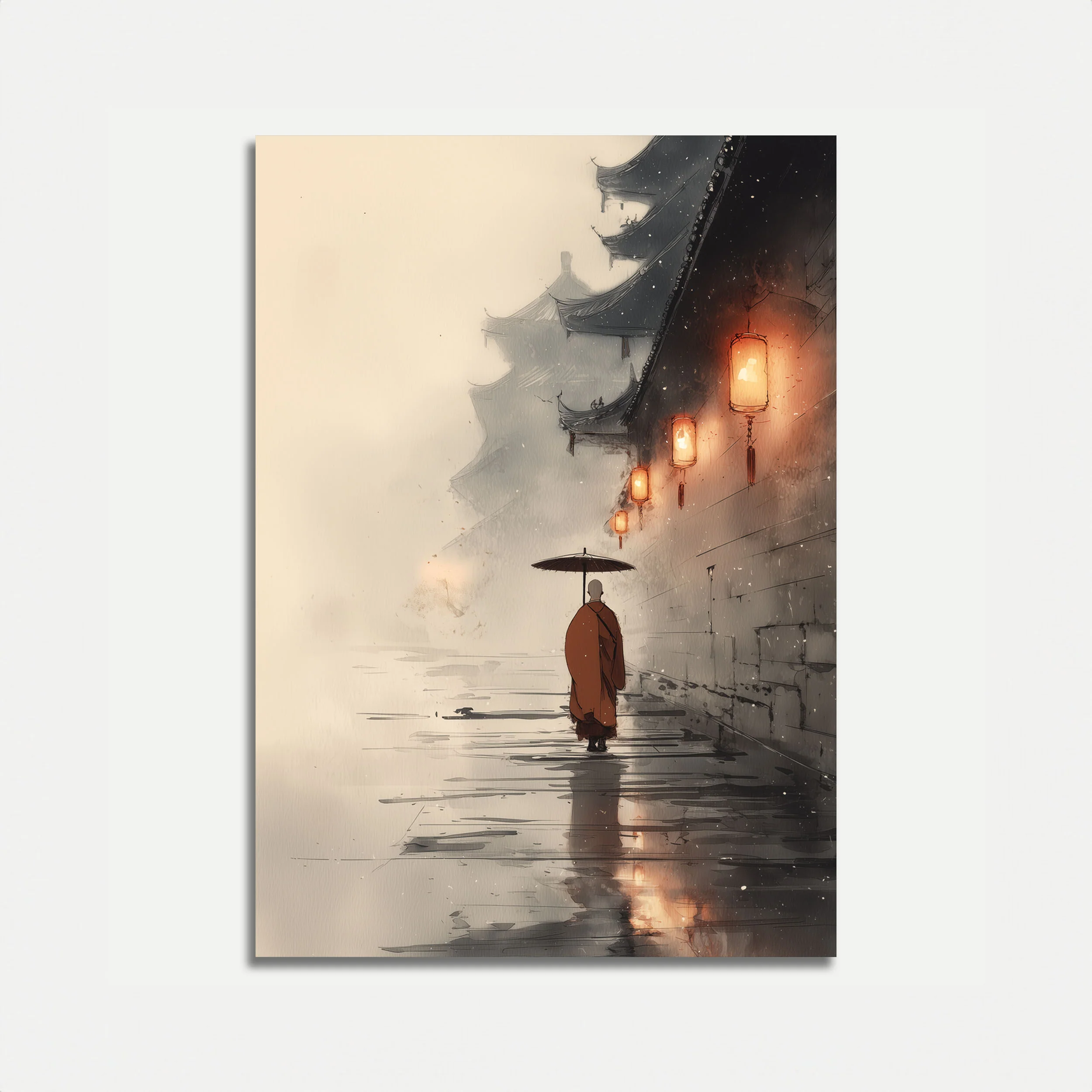 Monk in the Rain Poster