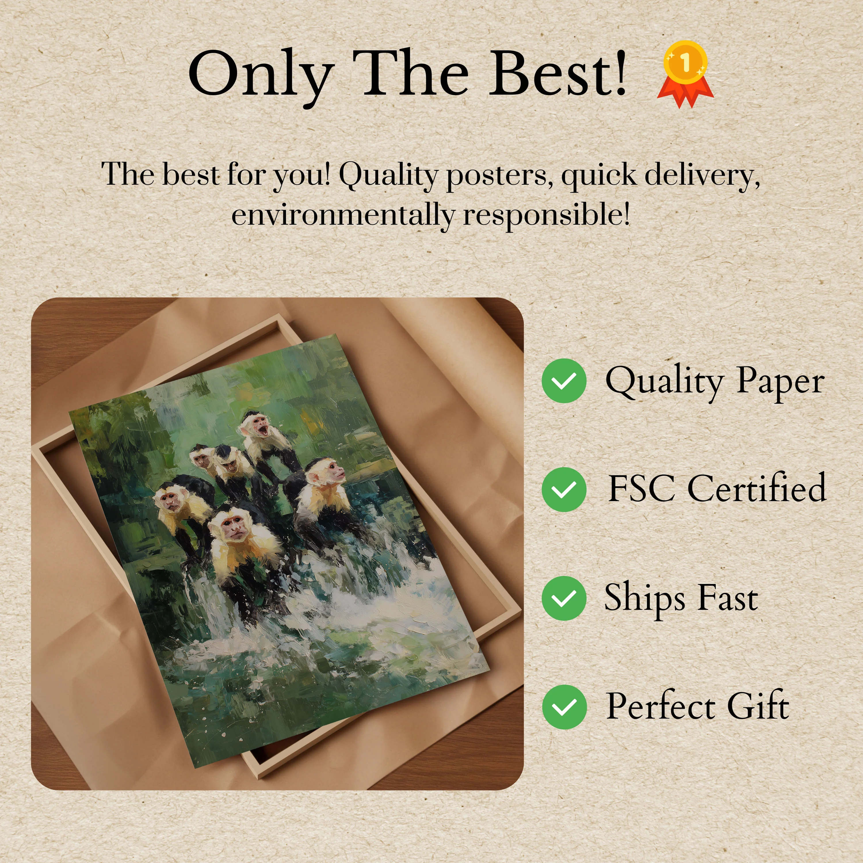 Monkey Family Portrait Poster - Image 3