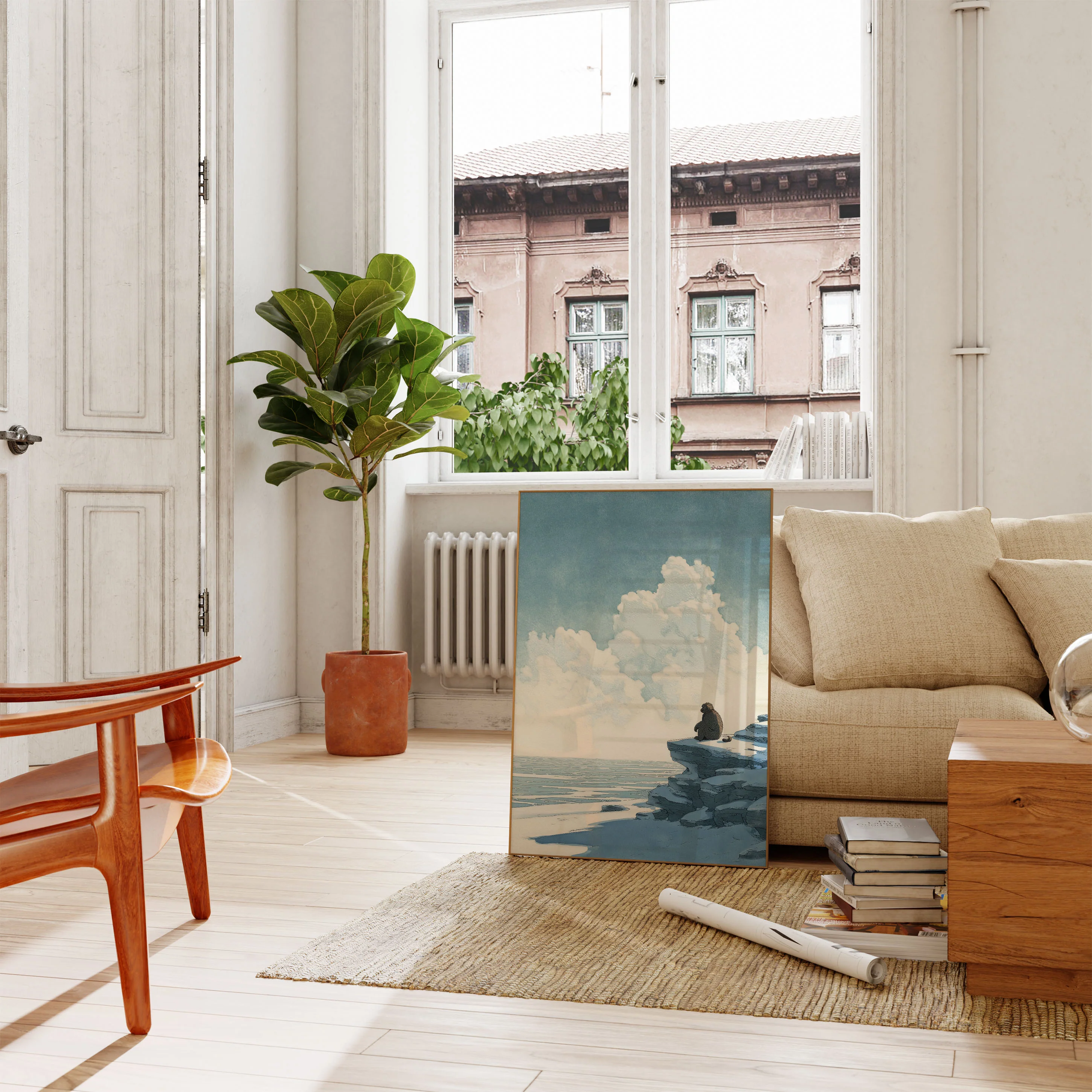 Monkey Gazing at Clouds Poster - Image 2