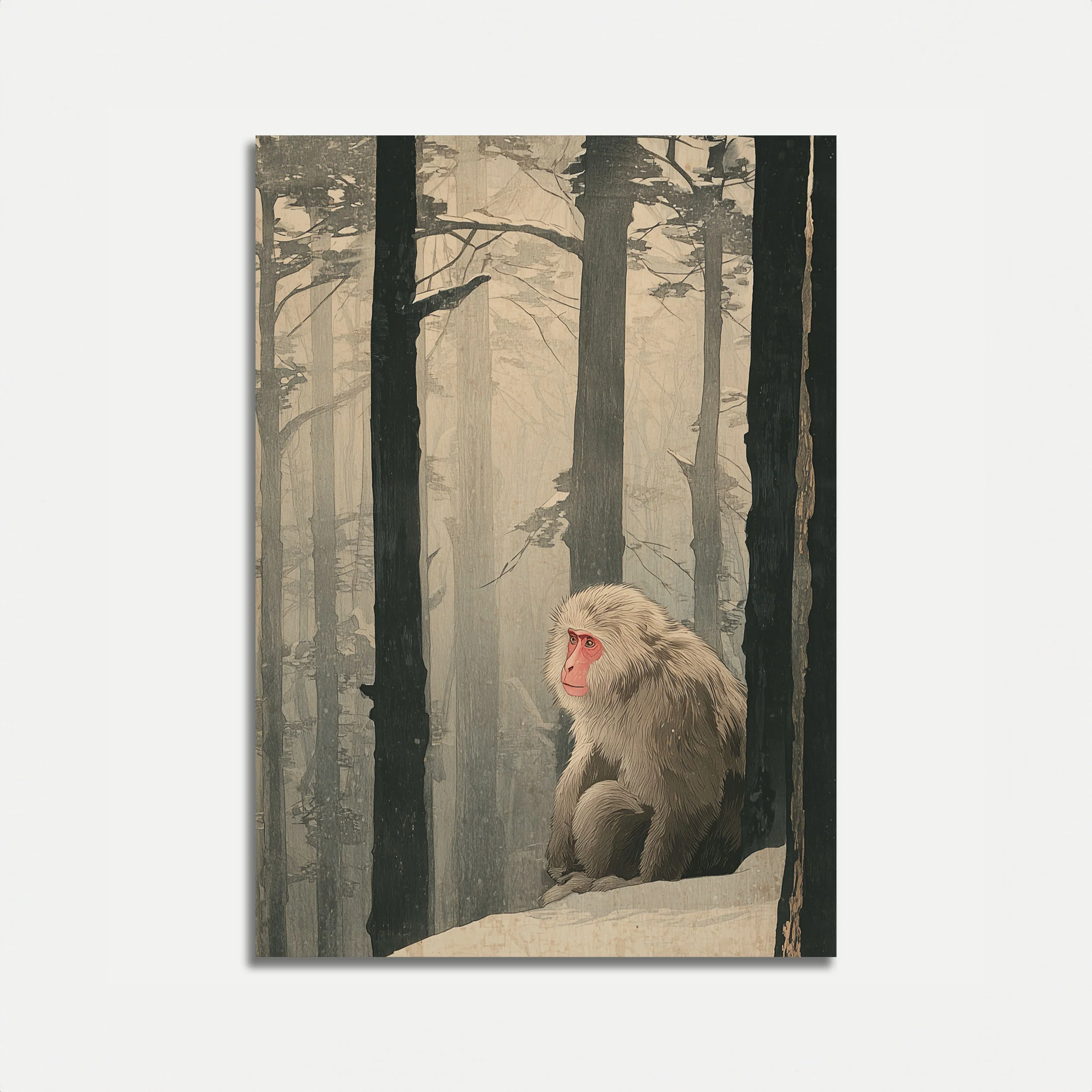 Monkey in Misty Forest Poster