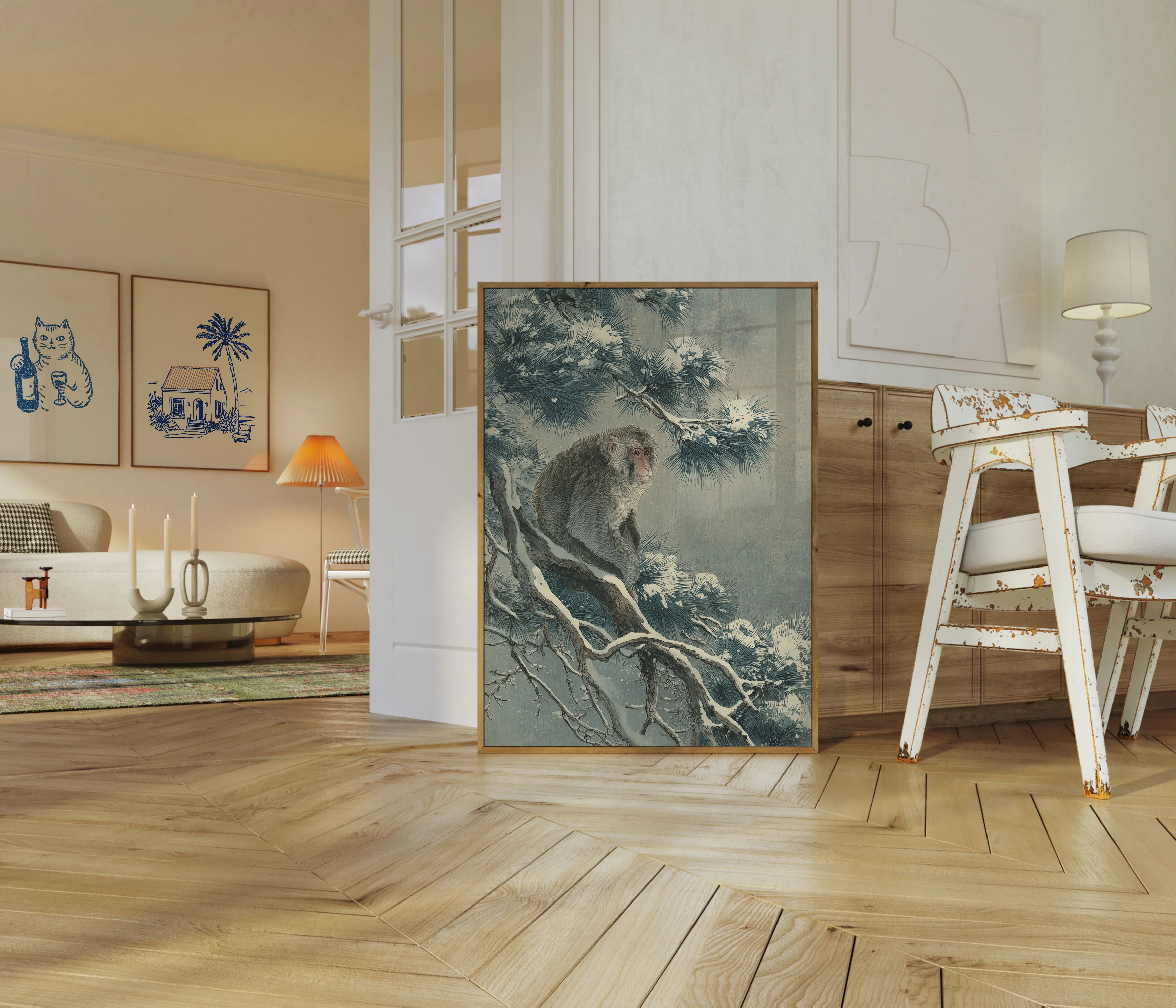 Monkey in Snow Pine Poster - Image 5