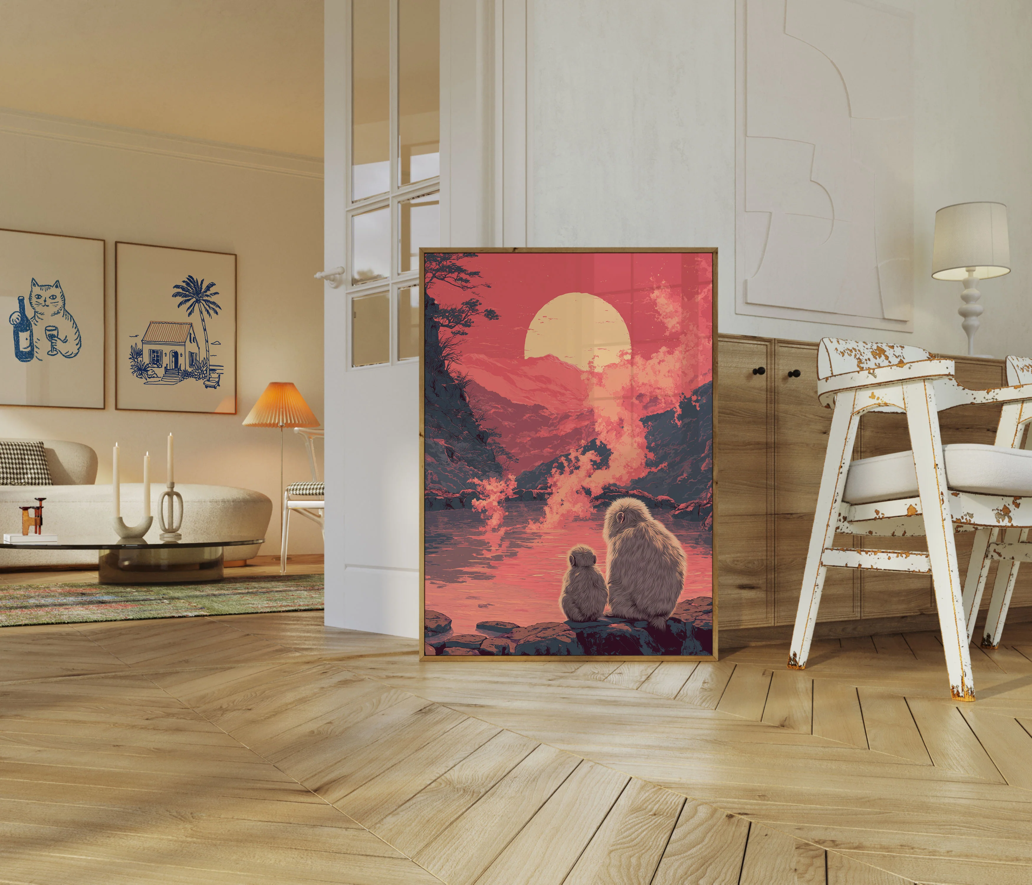 Monkeys Watching Sunset Poster - Image 5