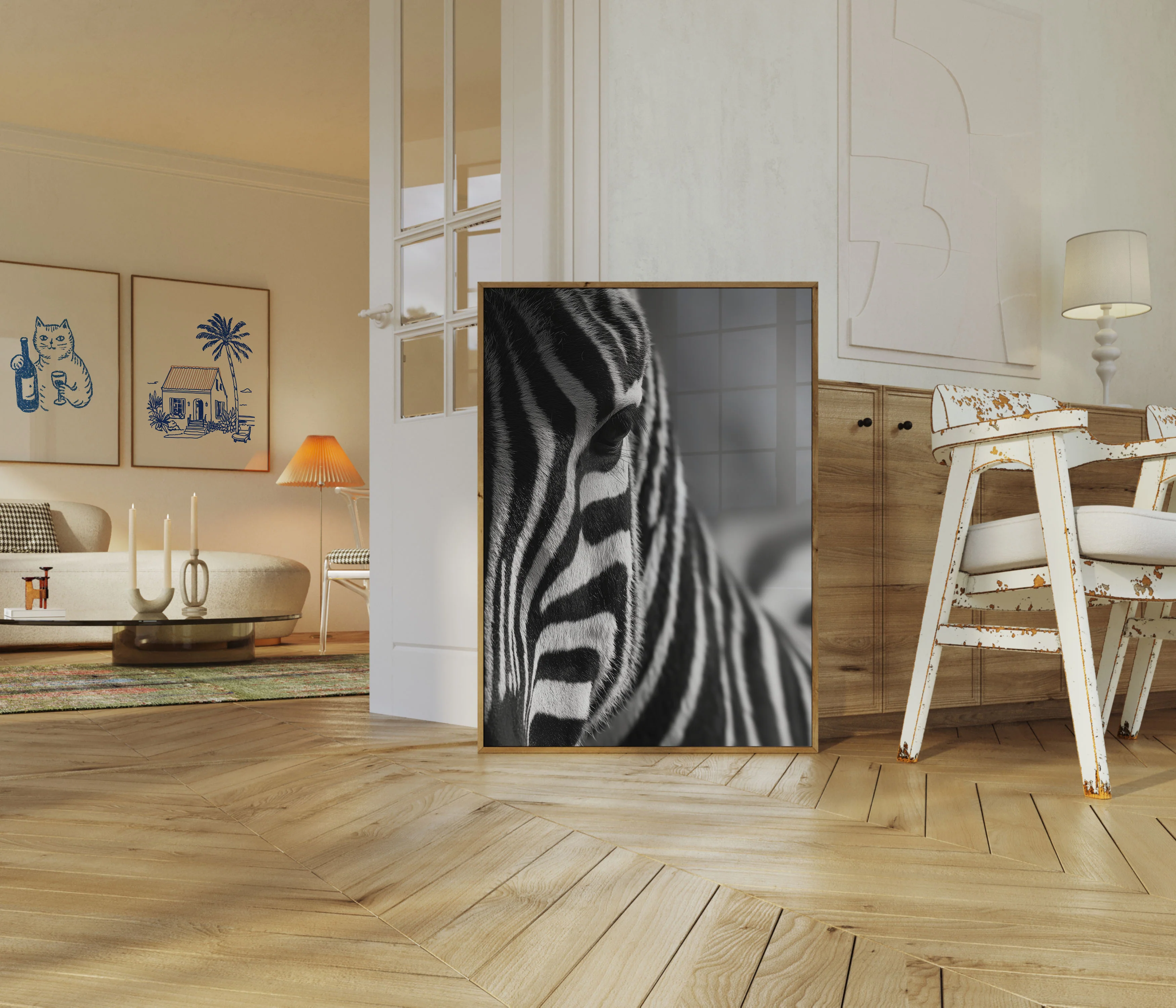 Monochrome Zebra Close-Up Poster - Image 5