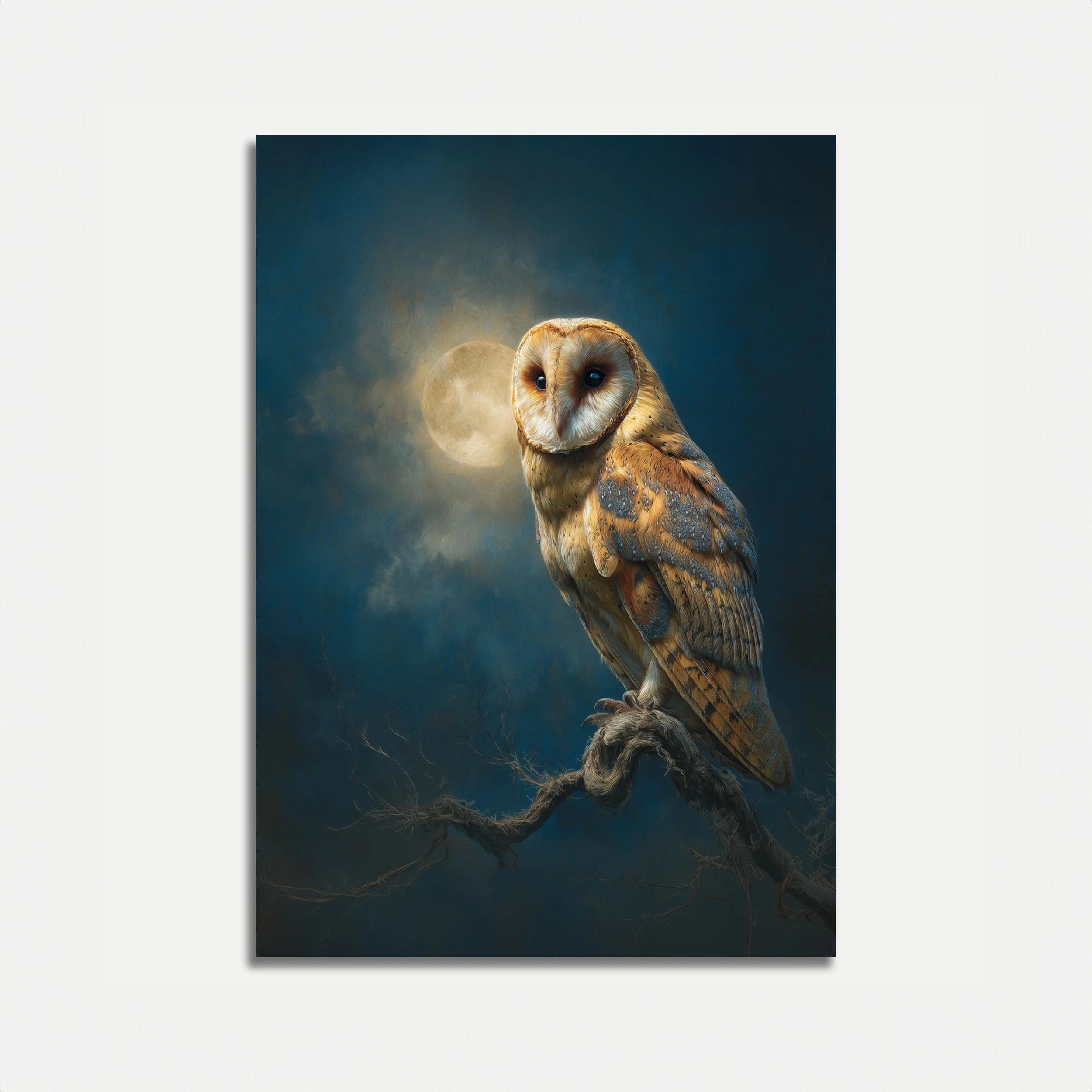 Moonlit Barn Owl Poster