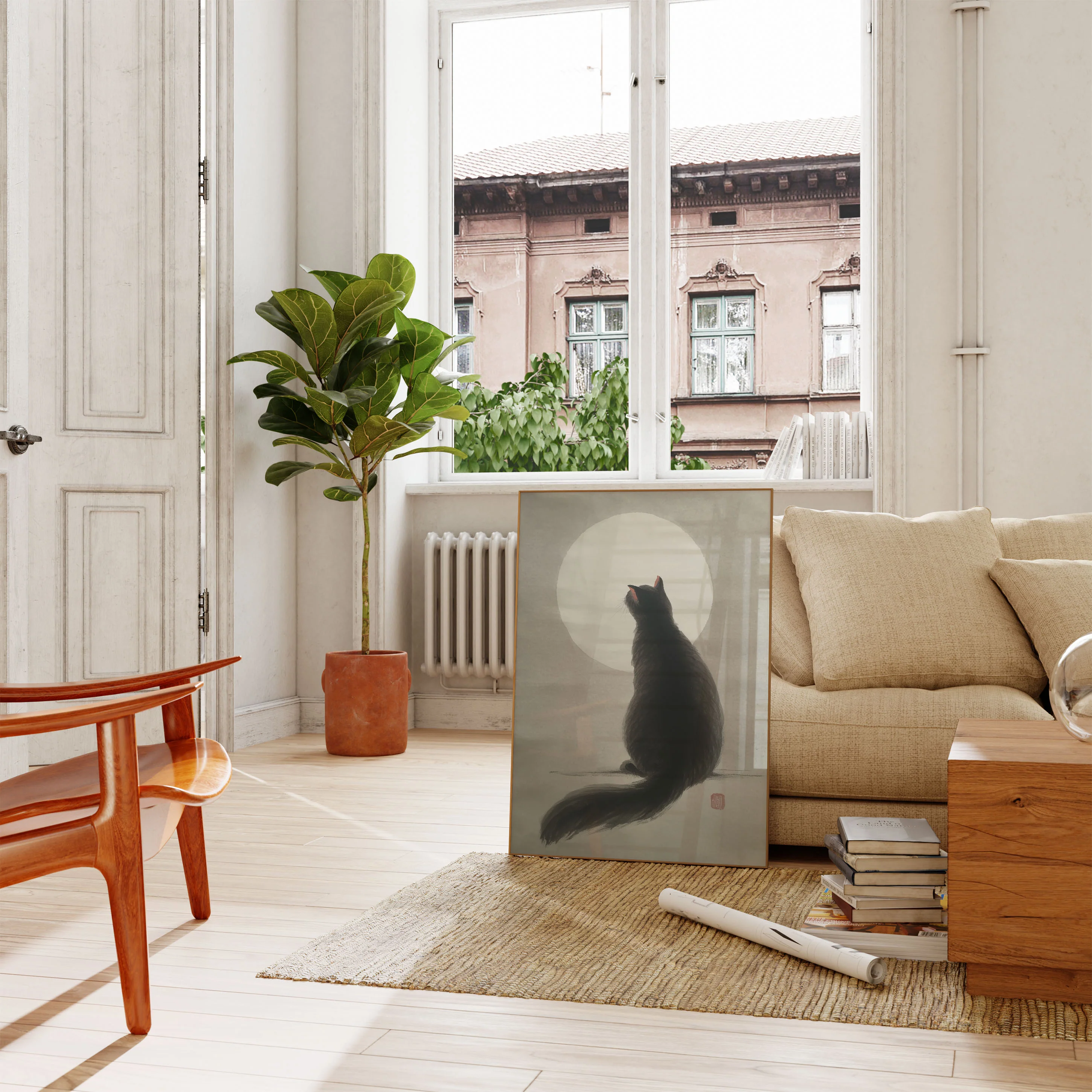 Moonlit Cat Silhouette Poster - Image 2
