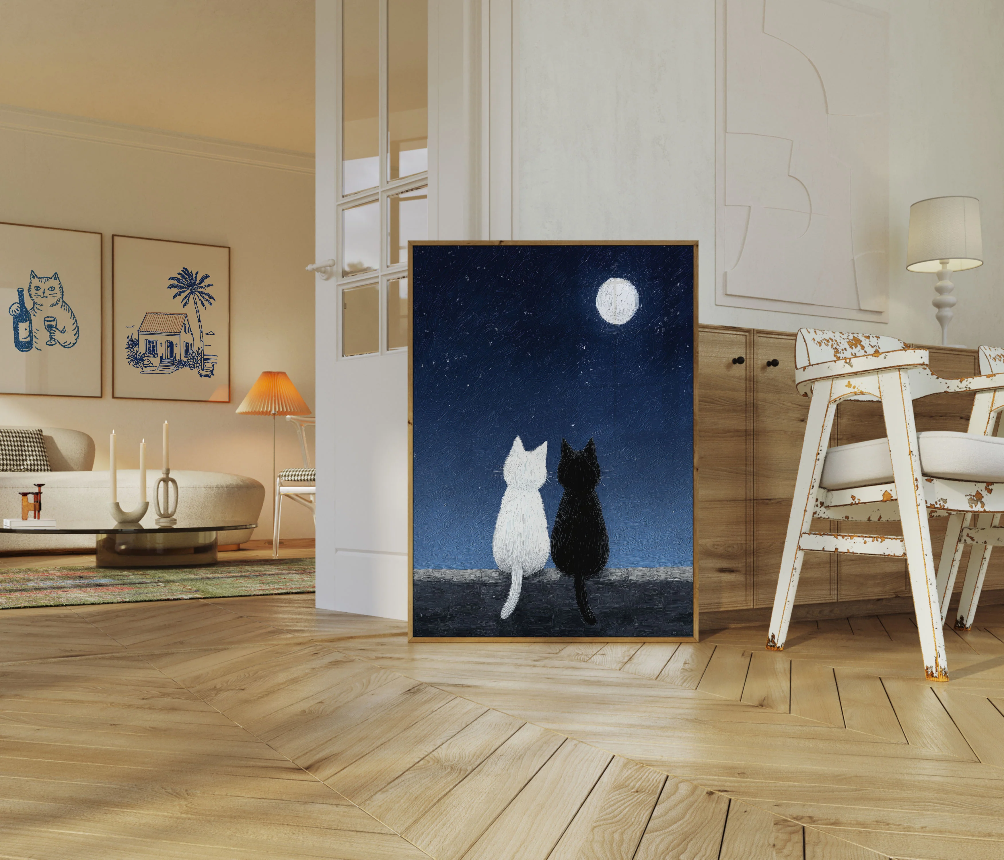 Moonlit Cats Friendship Poster - Image 5