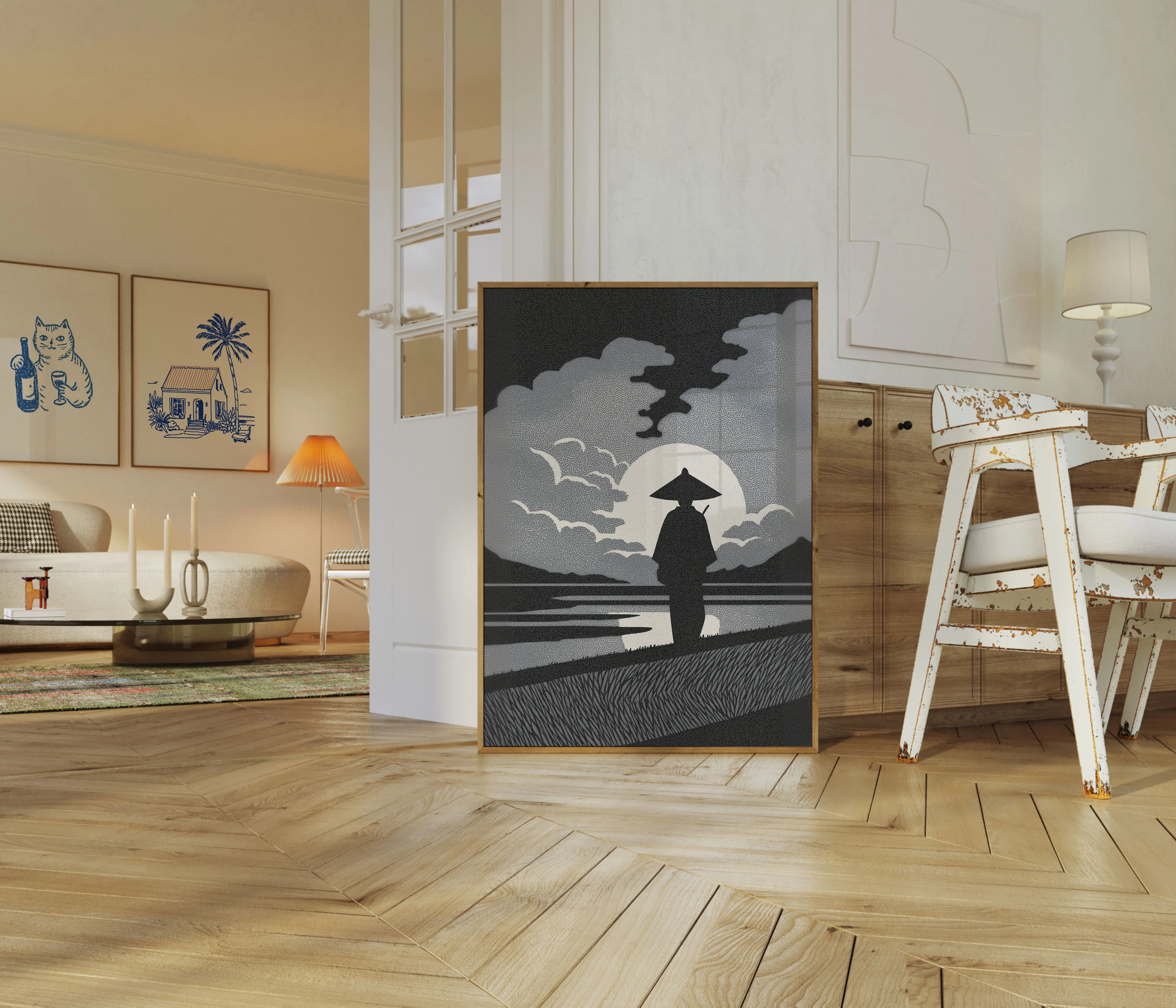 Moonlit Contemplation Asian Poster - Image 5