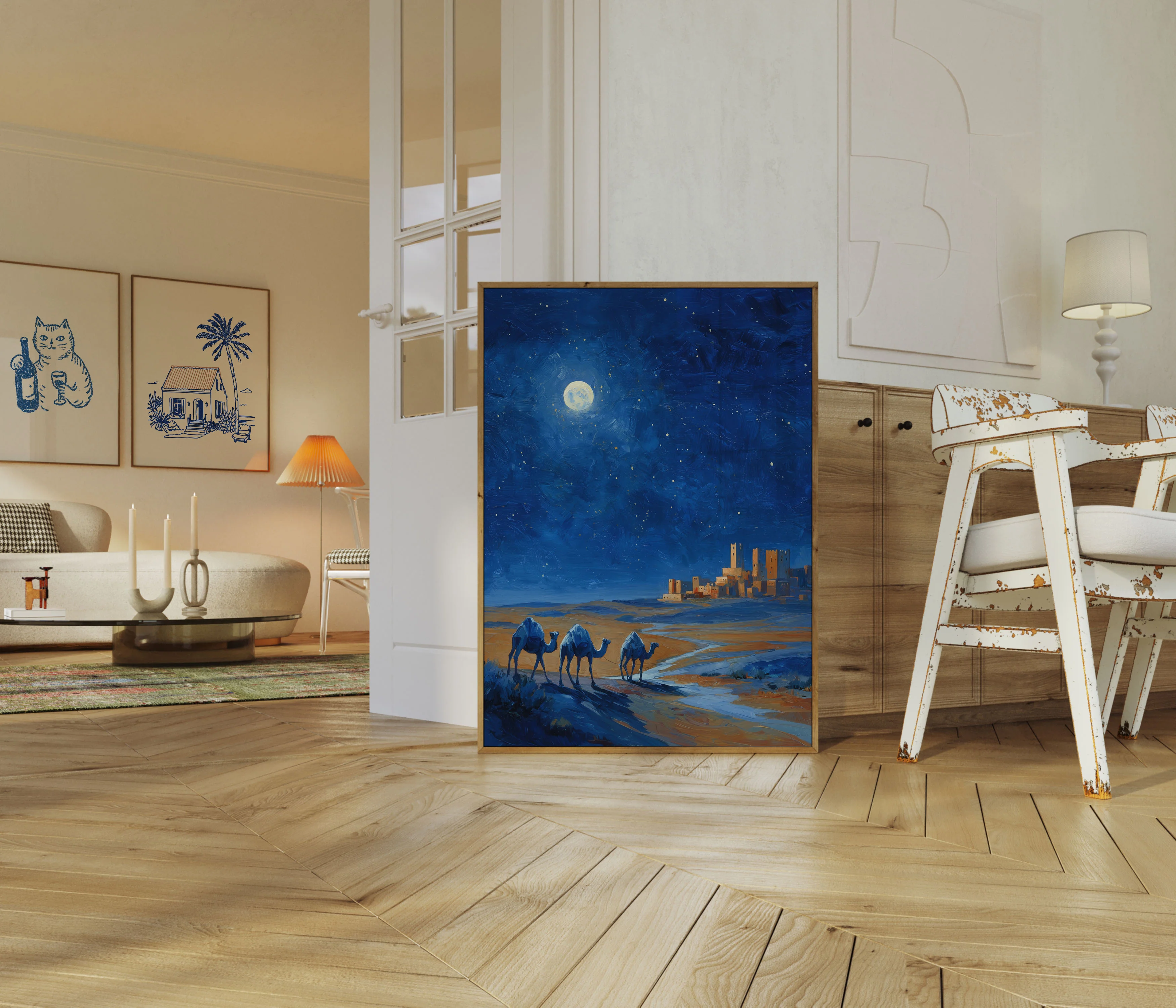 Moonlit Desert Camel Journey Poster - Image 5