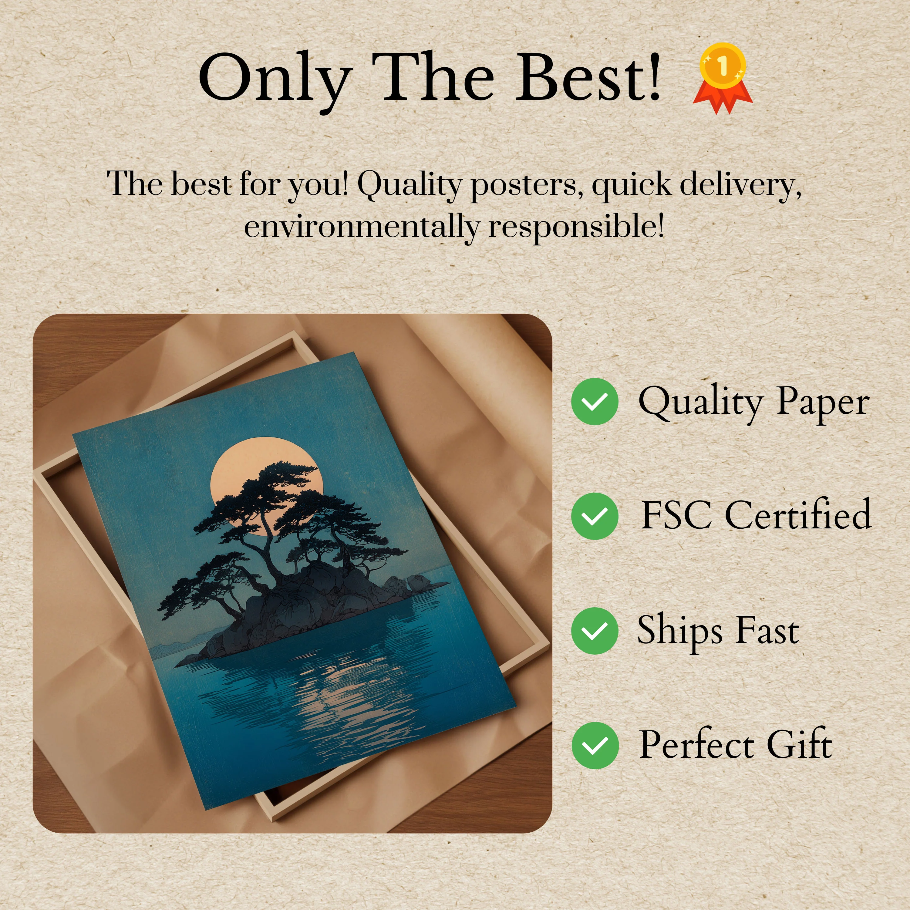 Moonlit Island Bonsai Tree Poster - Image 3