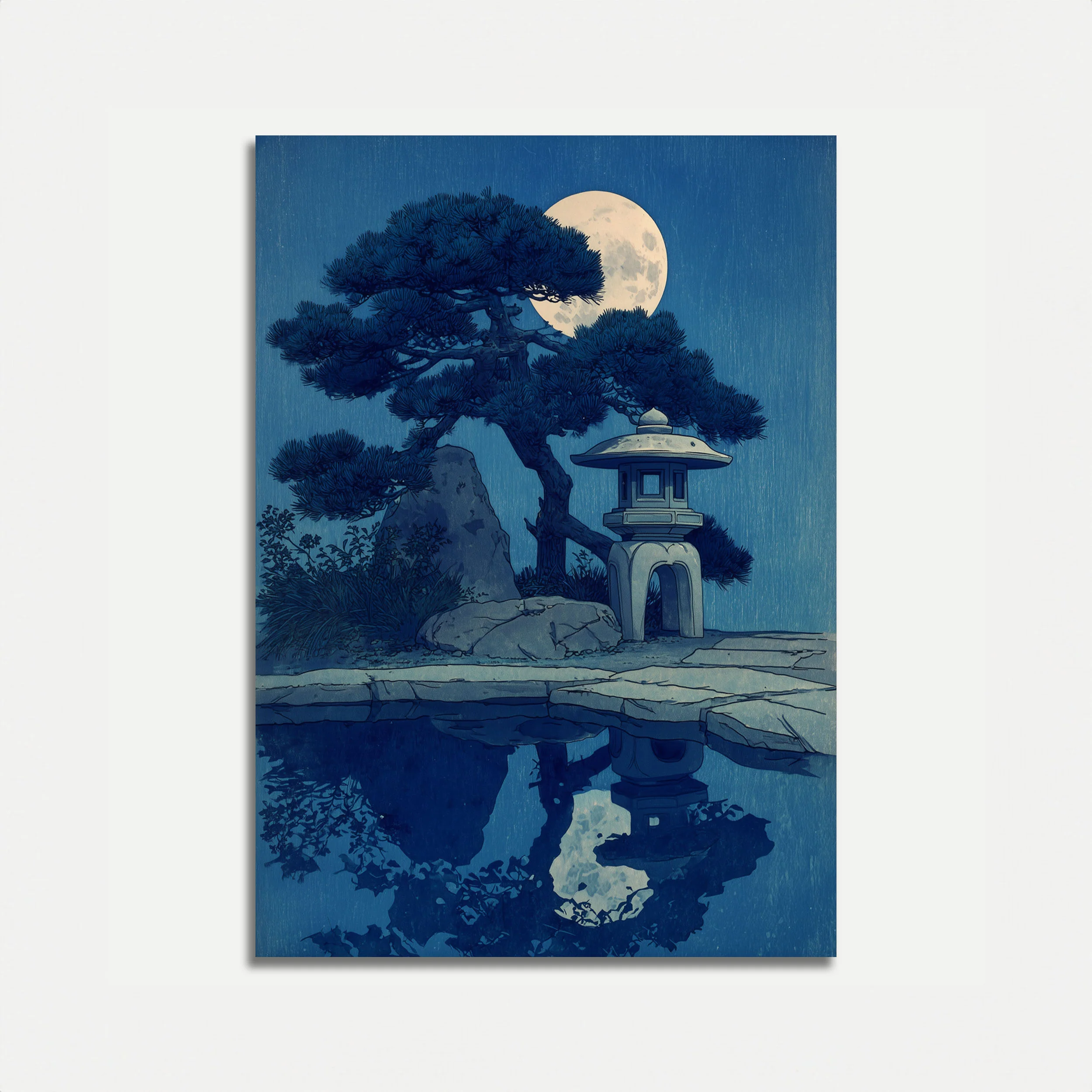 Moonlit Japanese Garden Poster