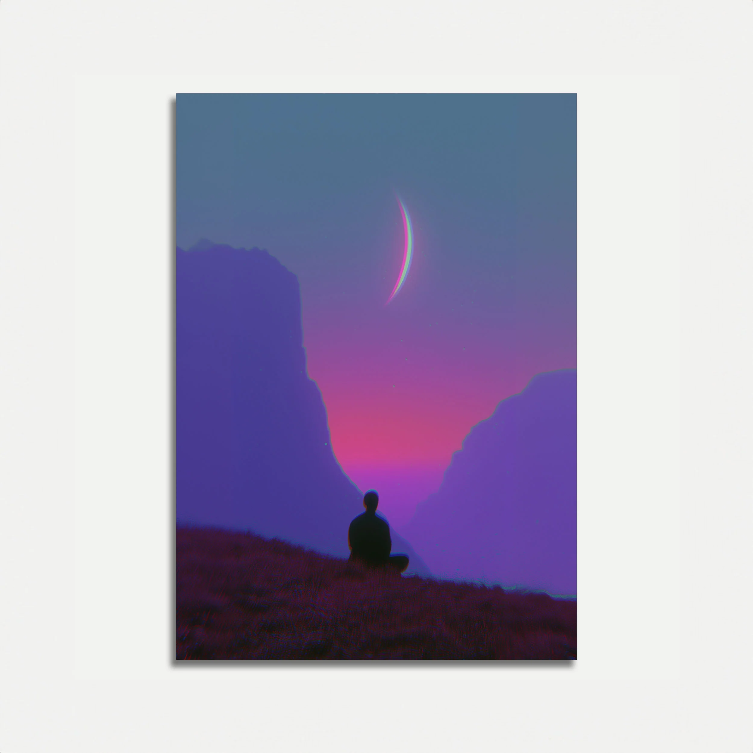 Moonlit Meditation Mountain Poster