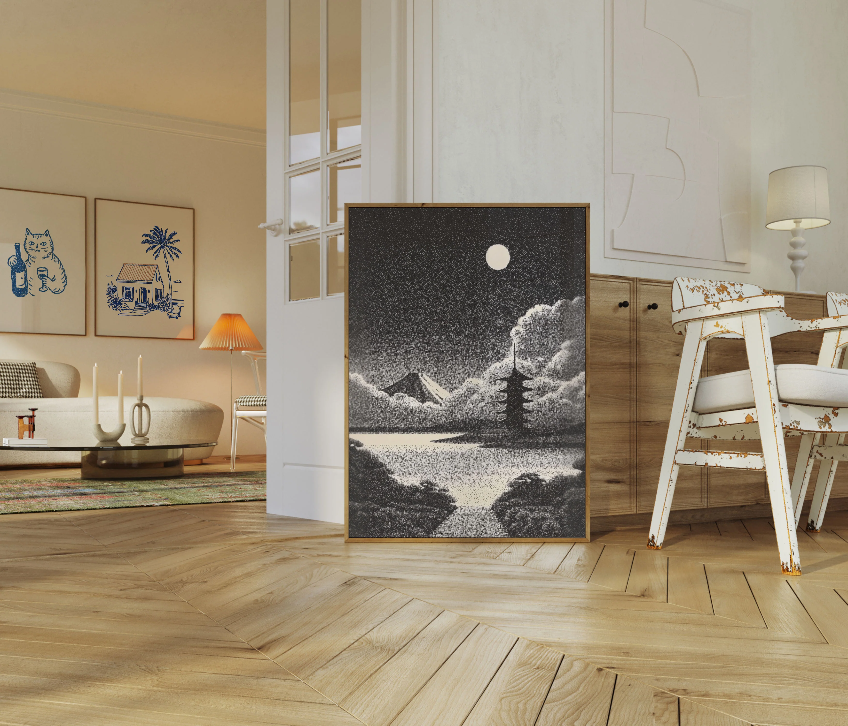Moonlit Mountain Pagoda Poster - Image 5