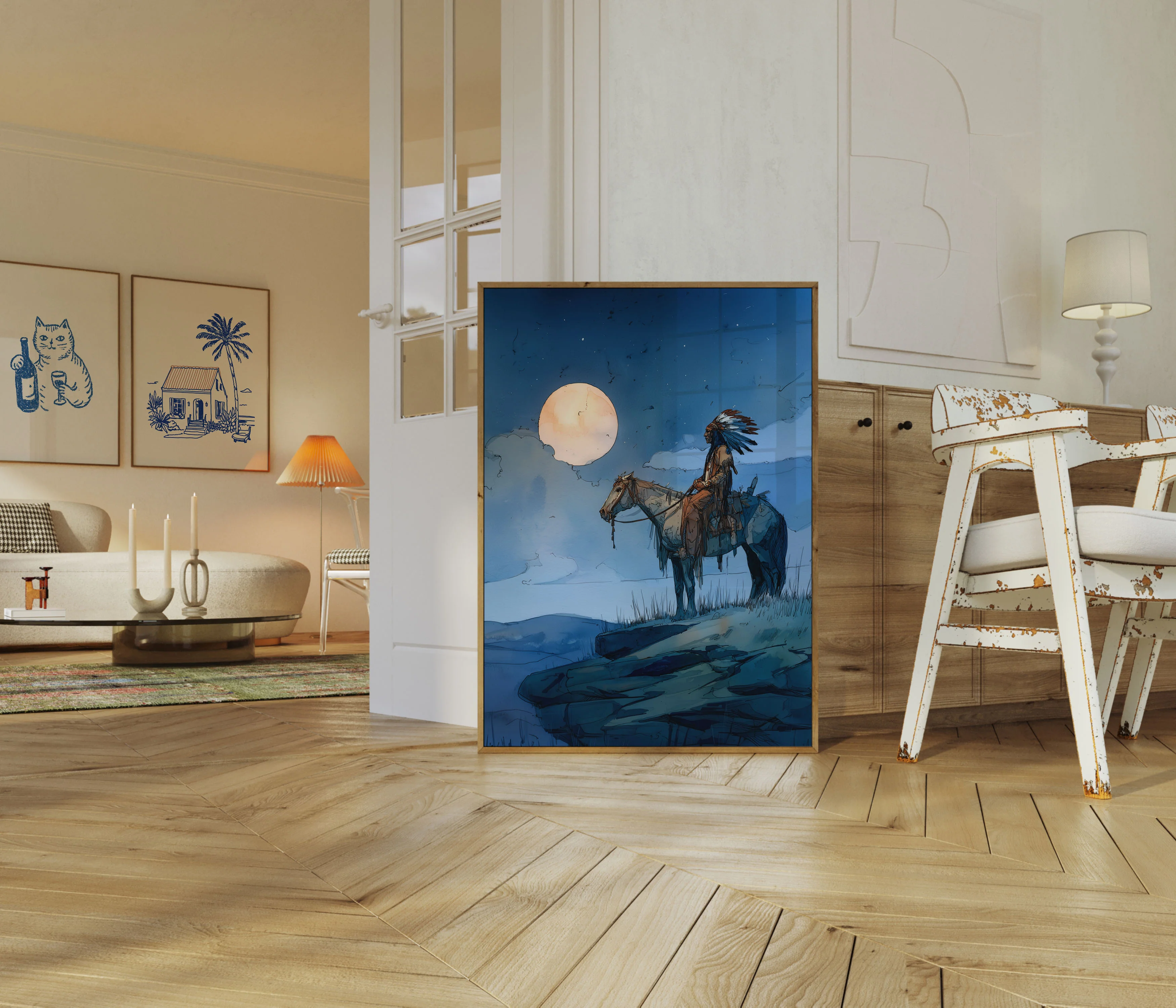 Moonlit Native Warrior Poster - Image 5