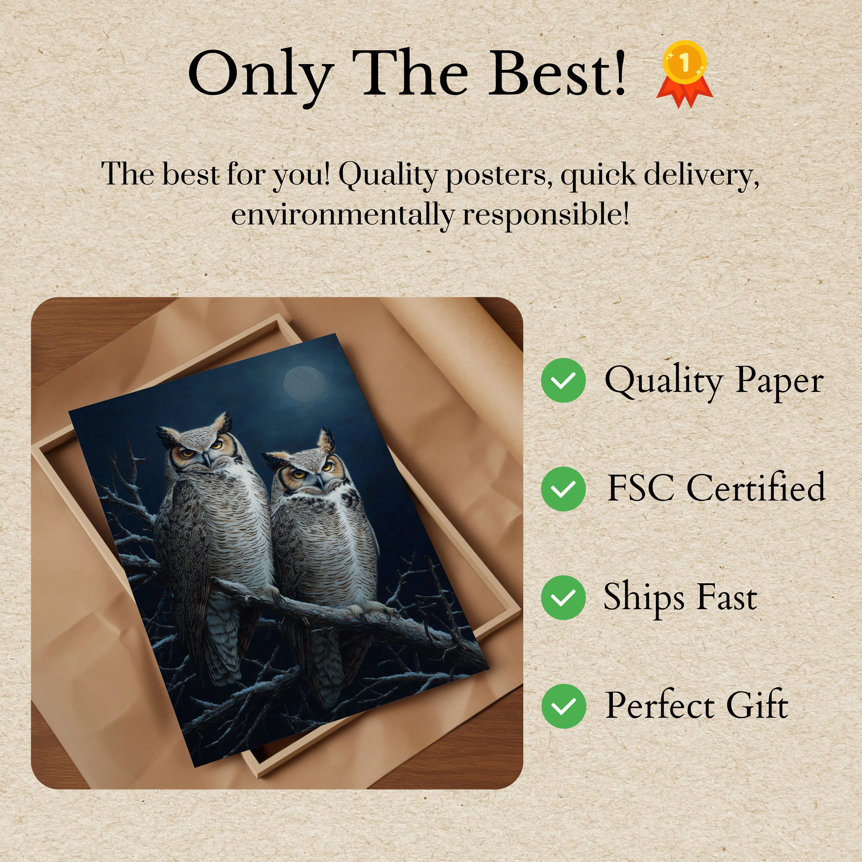 Moonlit Owls in the Night Poster - Image 3