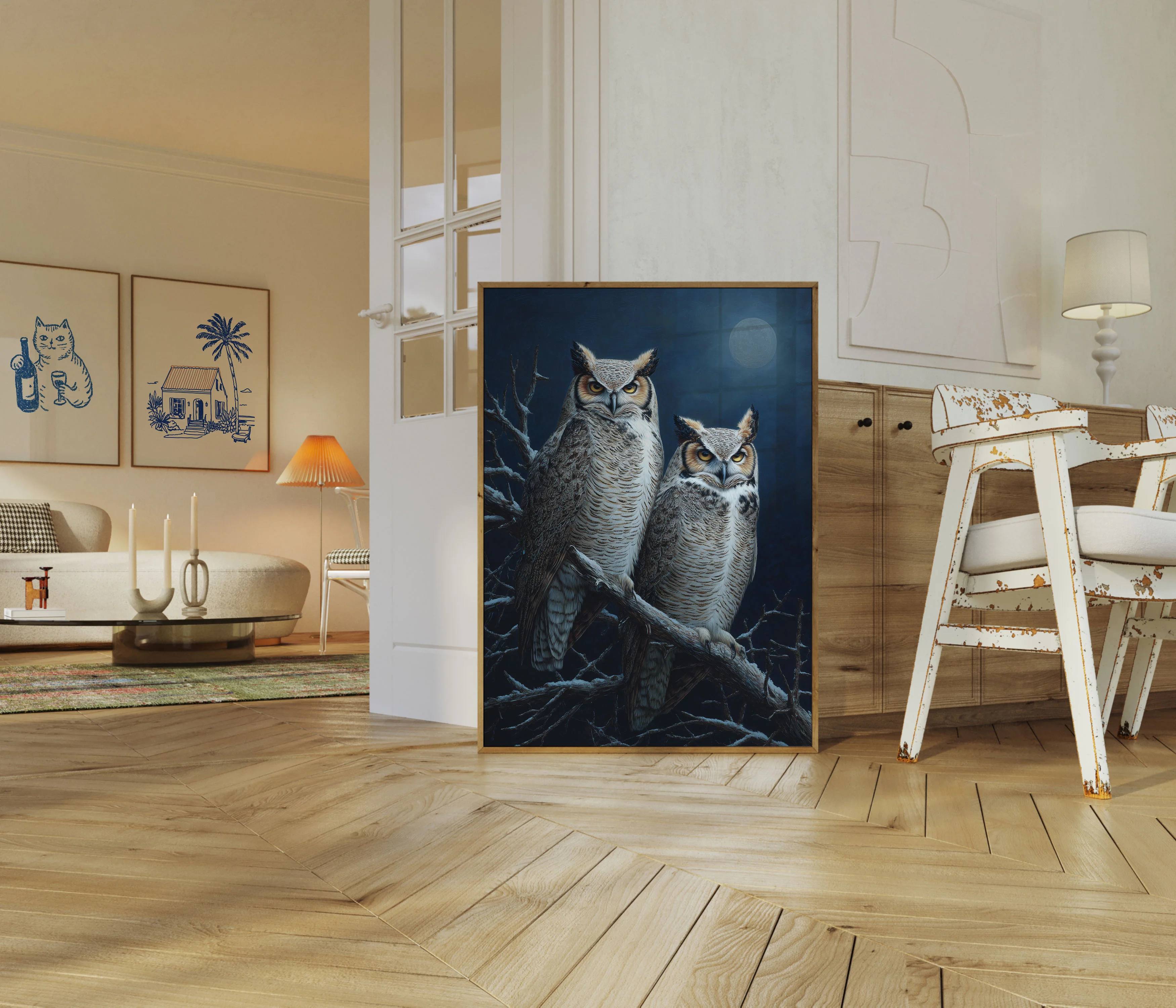 Moonlit Owls in the Night Poster - Image 5