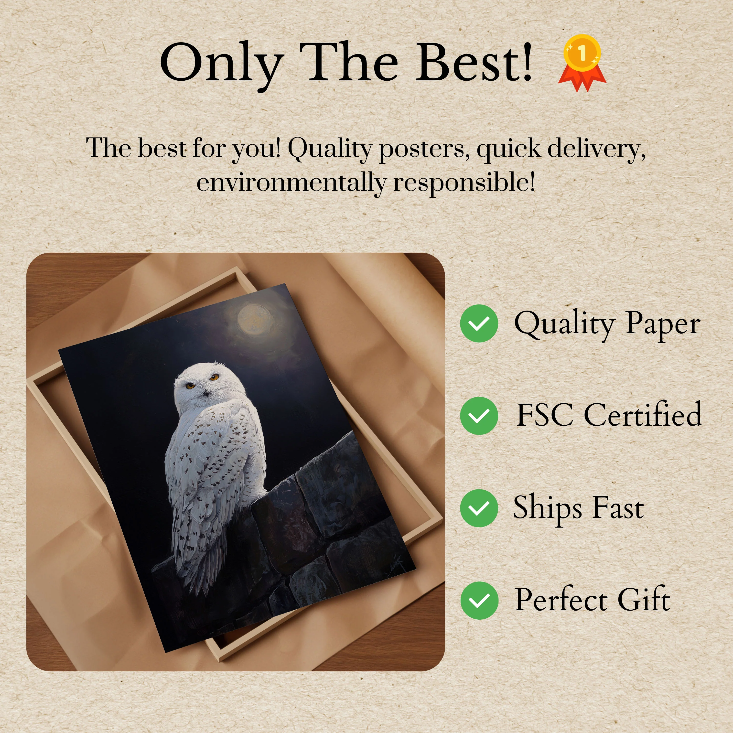 Moonlit Snowy Owl Poster - Image 3