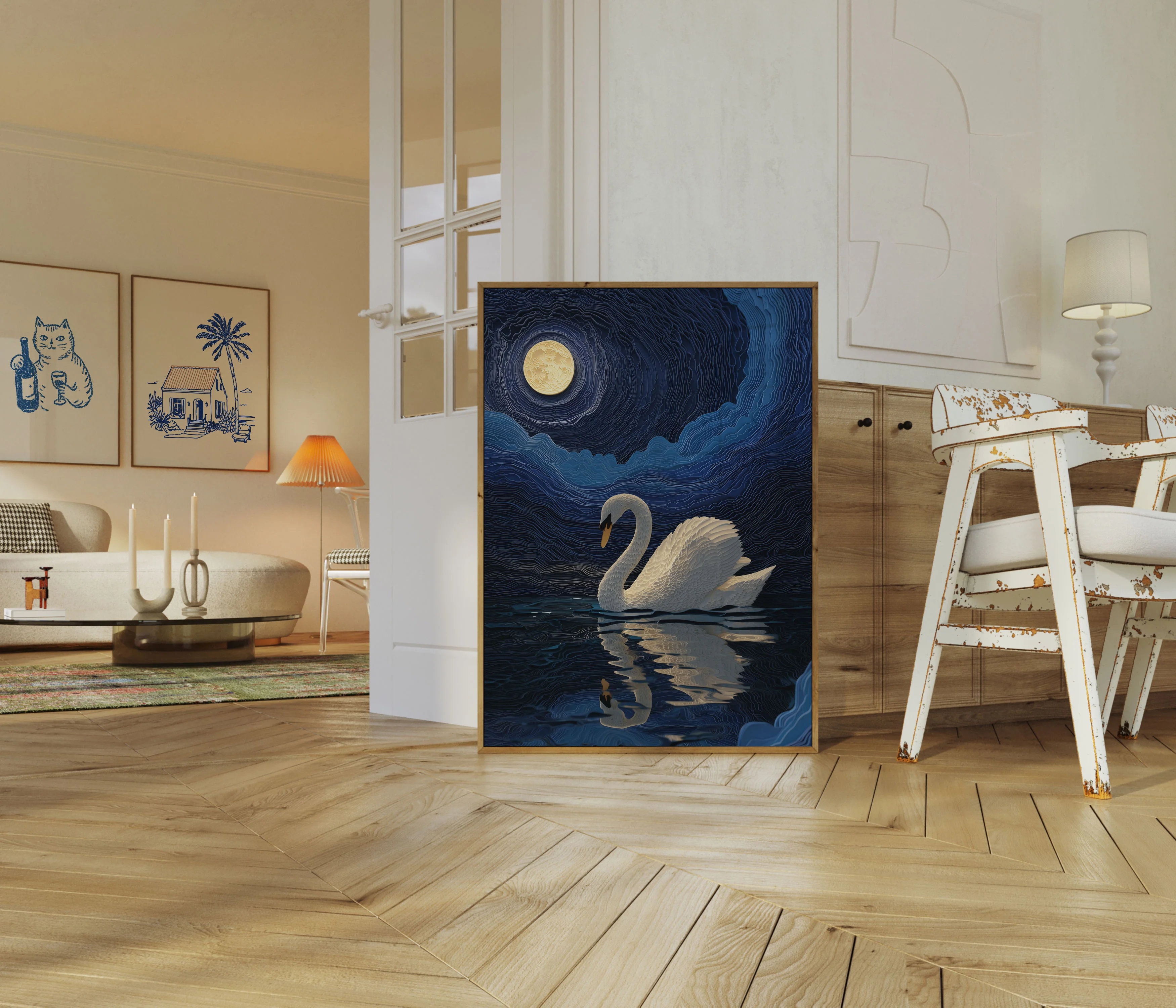 Moonlit Swan Night Poster - Image 5