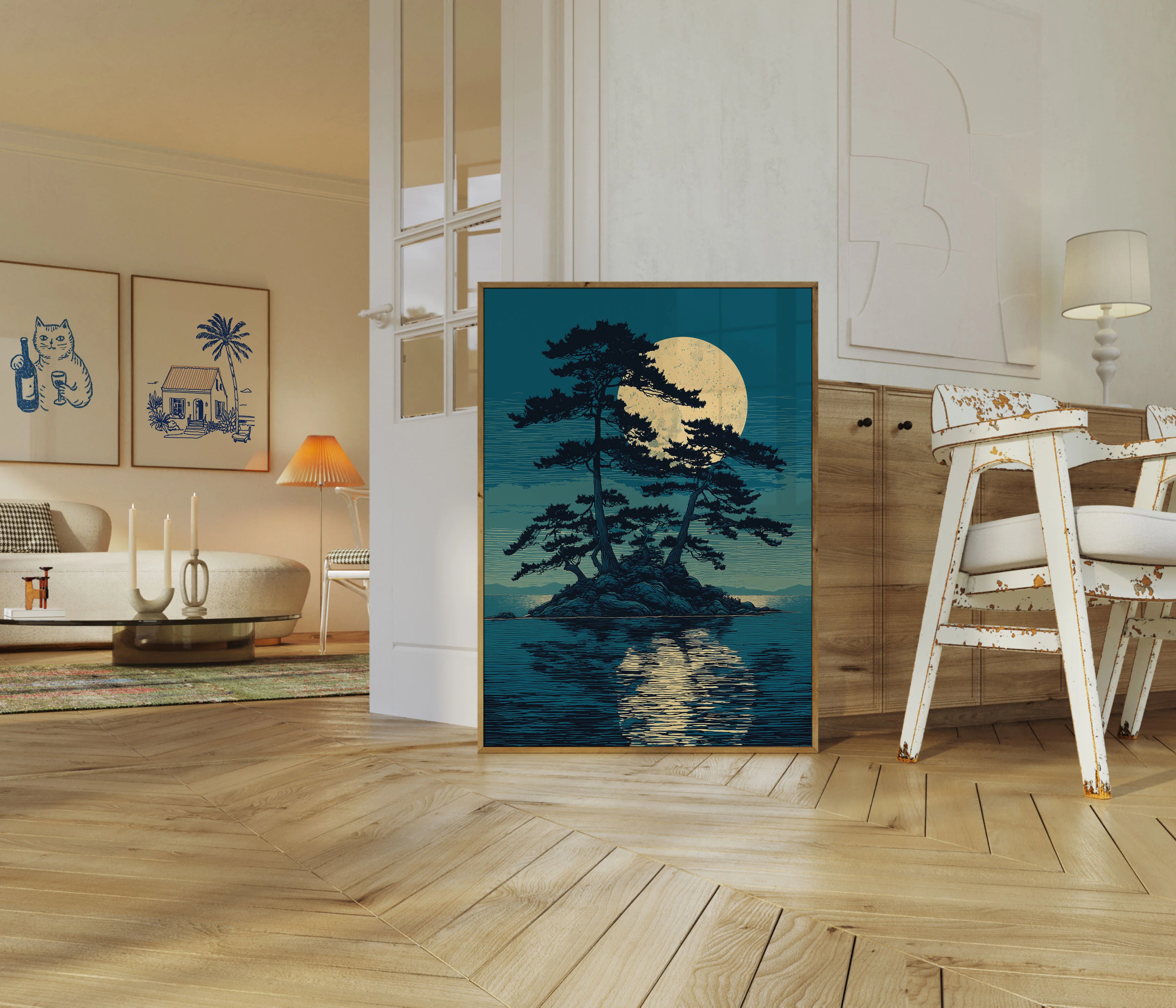 Moonlit Tree by the Sea Poster - Image 5