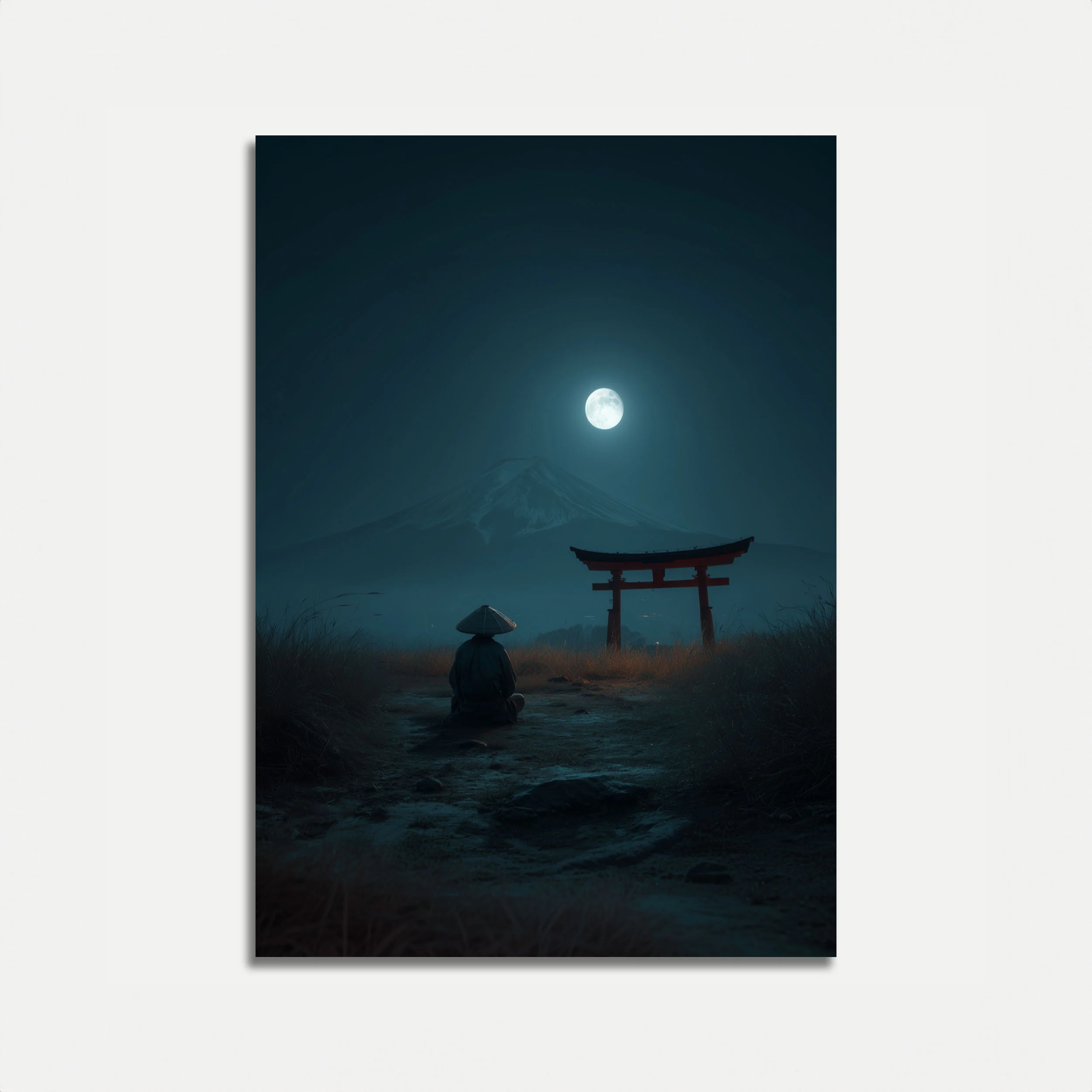 Moonlit Zen Mountain Poster