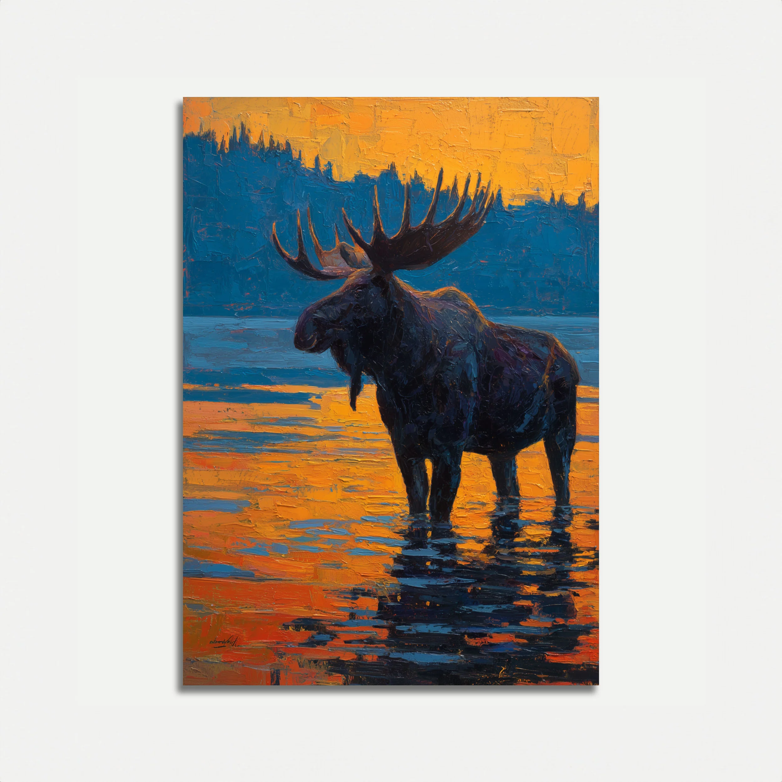 Moose at Golden Sunset Poster