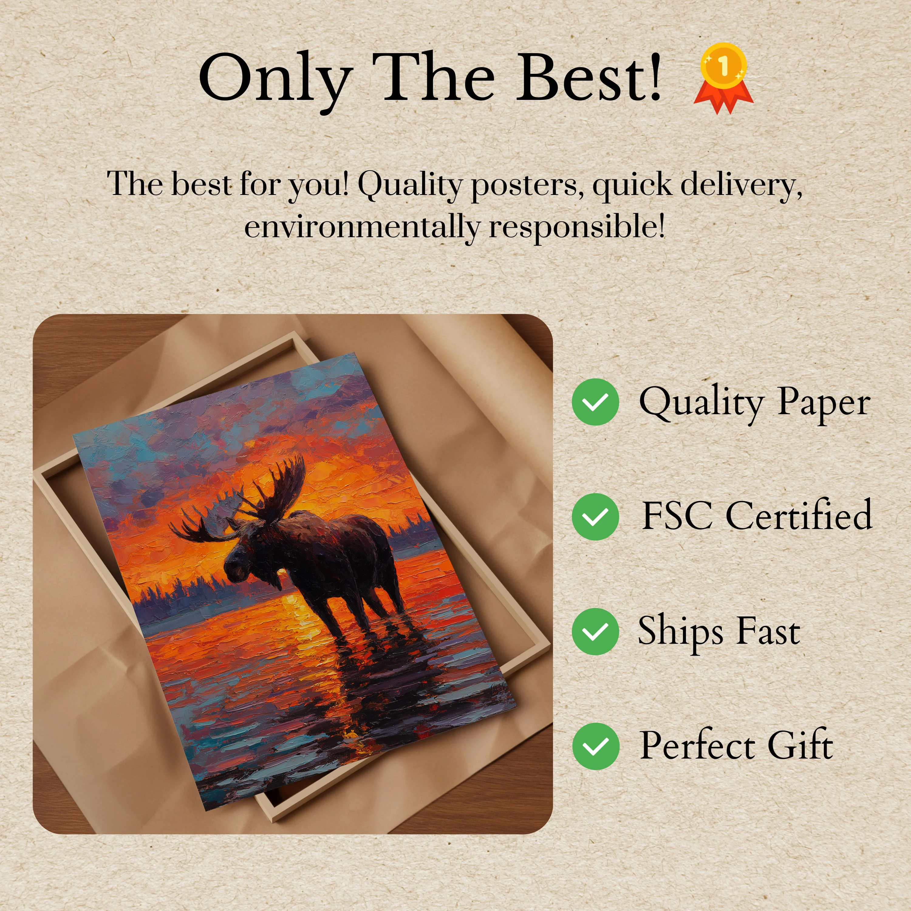 Moose at Sunset Poster - Image 3
