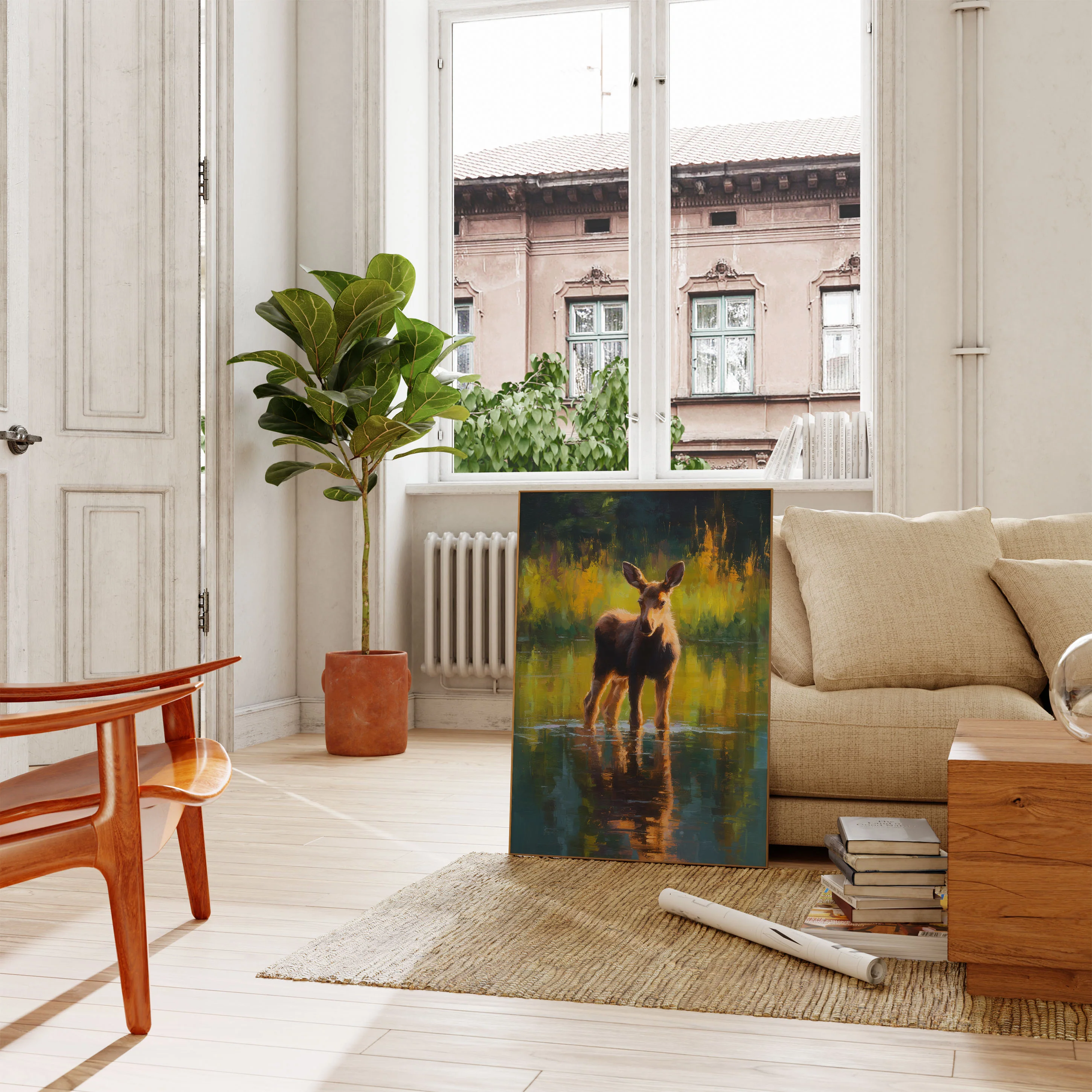 Moose in Golden Waters Poster - Image 2