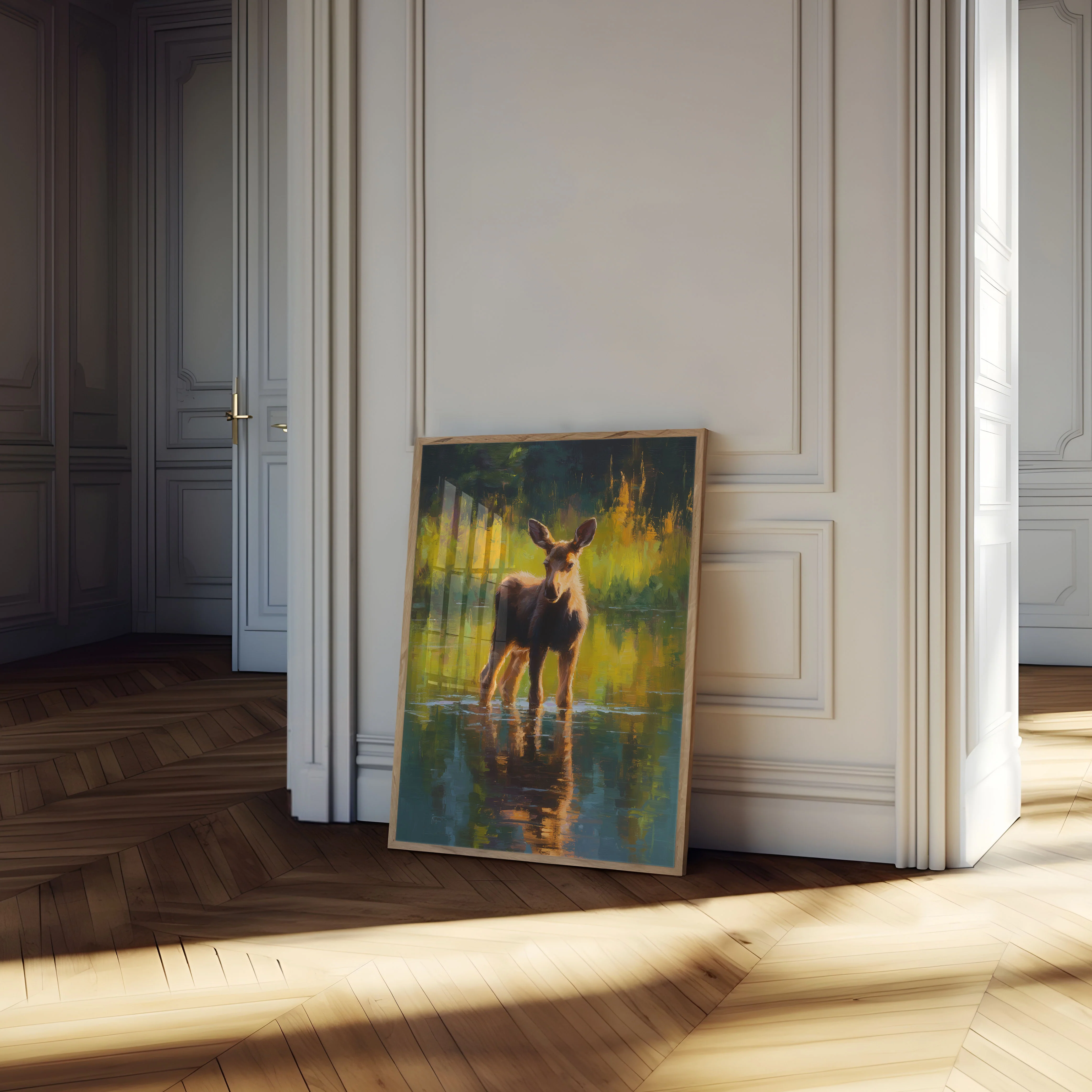 Moose in Golden Waters Poster - Image 4