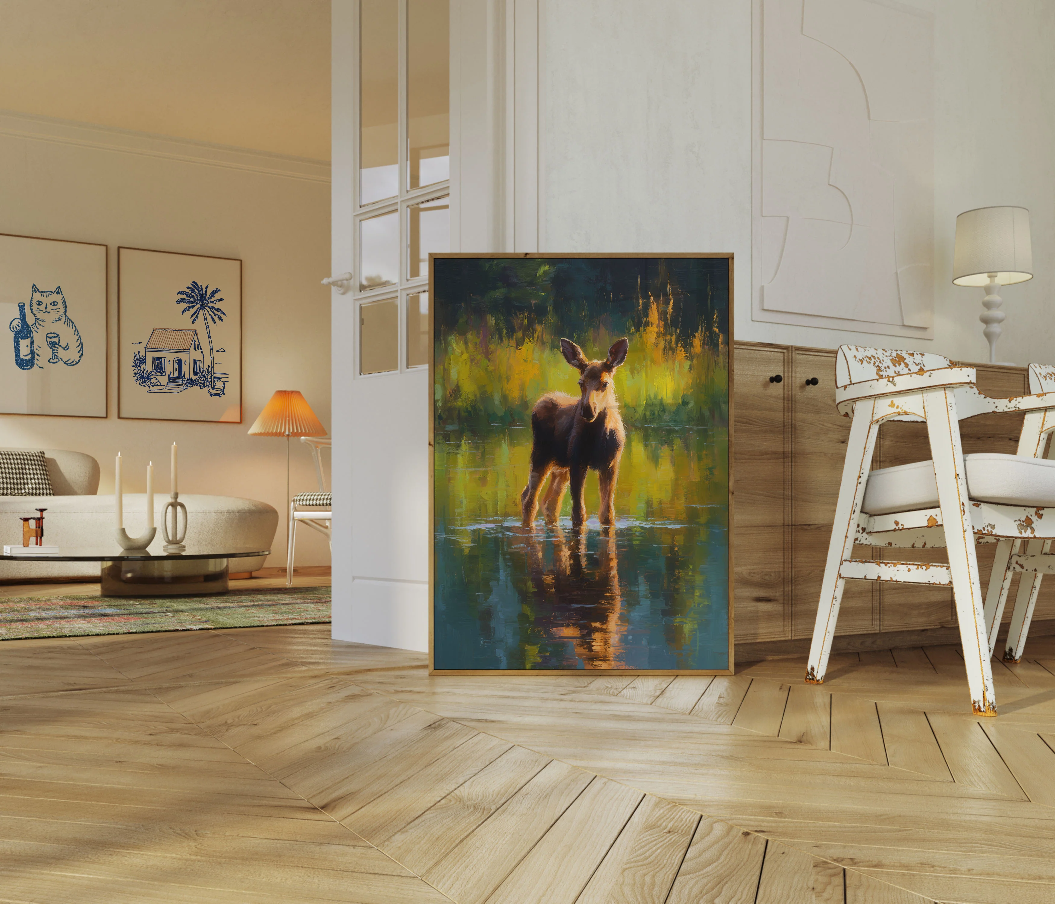 Moose Wading in Sunlit Waters Poster - Image 5