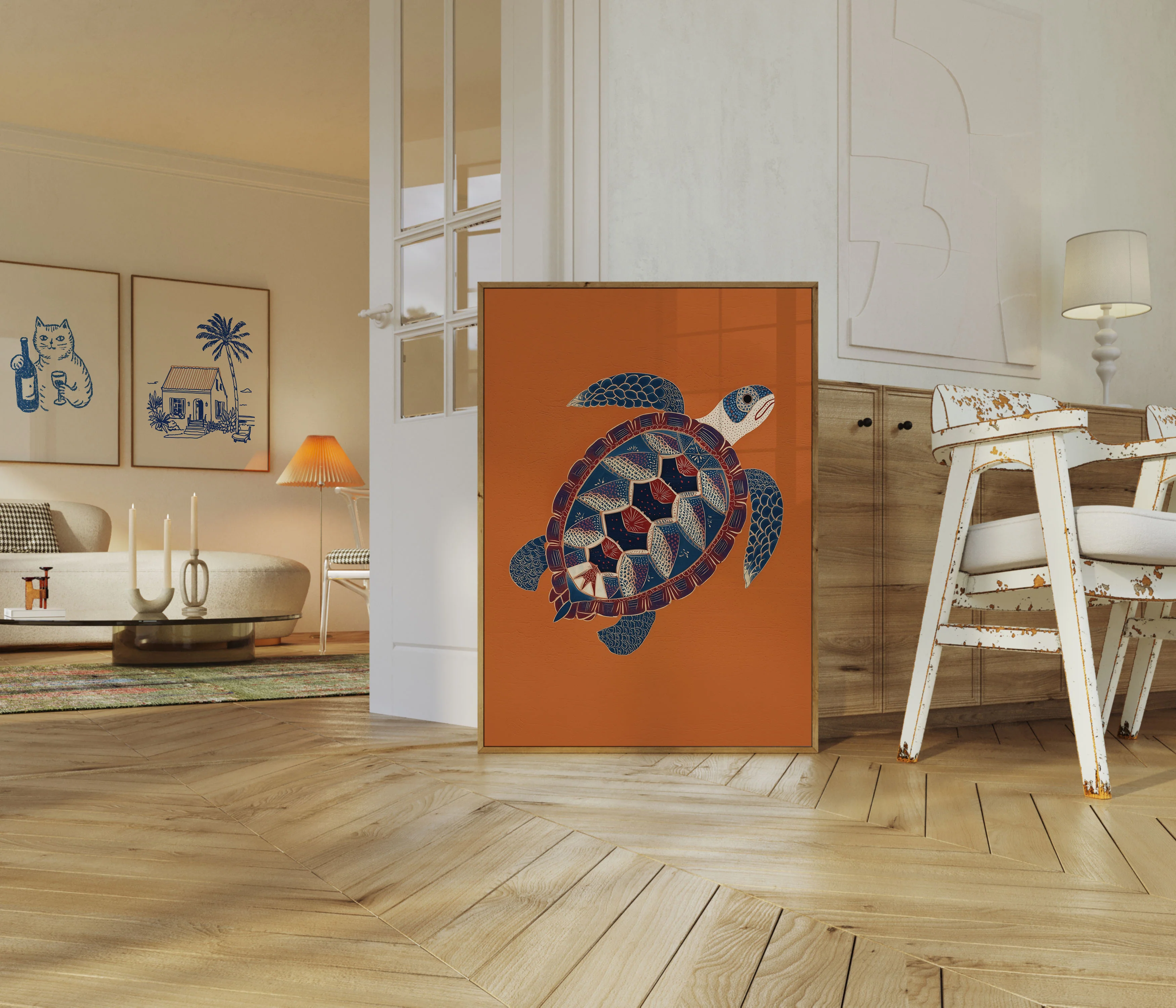 Mosaic Sea Turtle Nautical Poster - Image 5