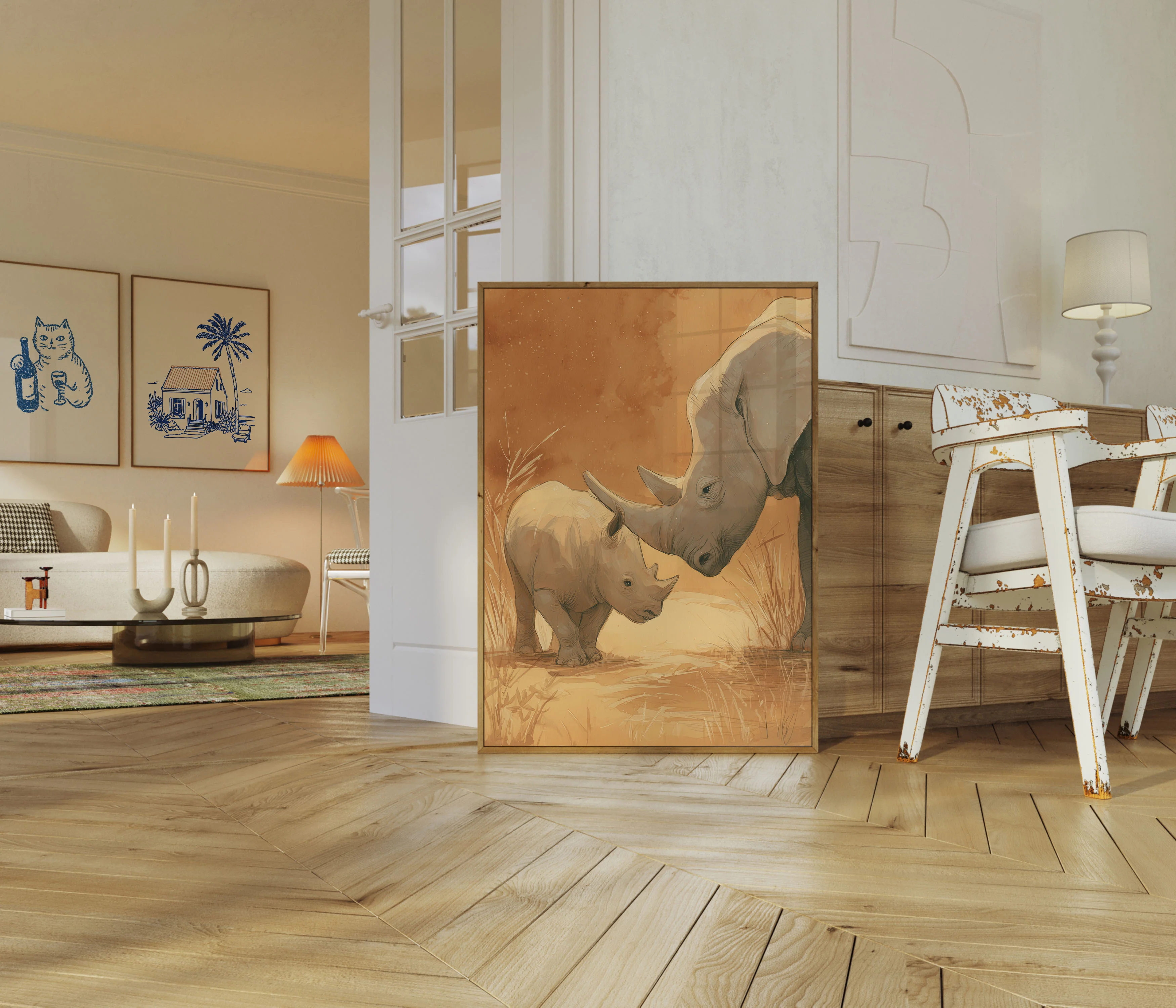 Mother and Baby Rhino Poster - Image 5