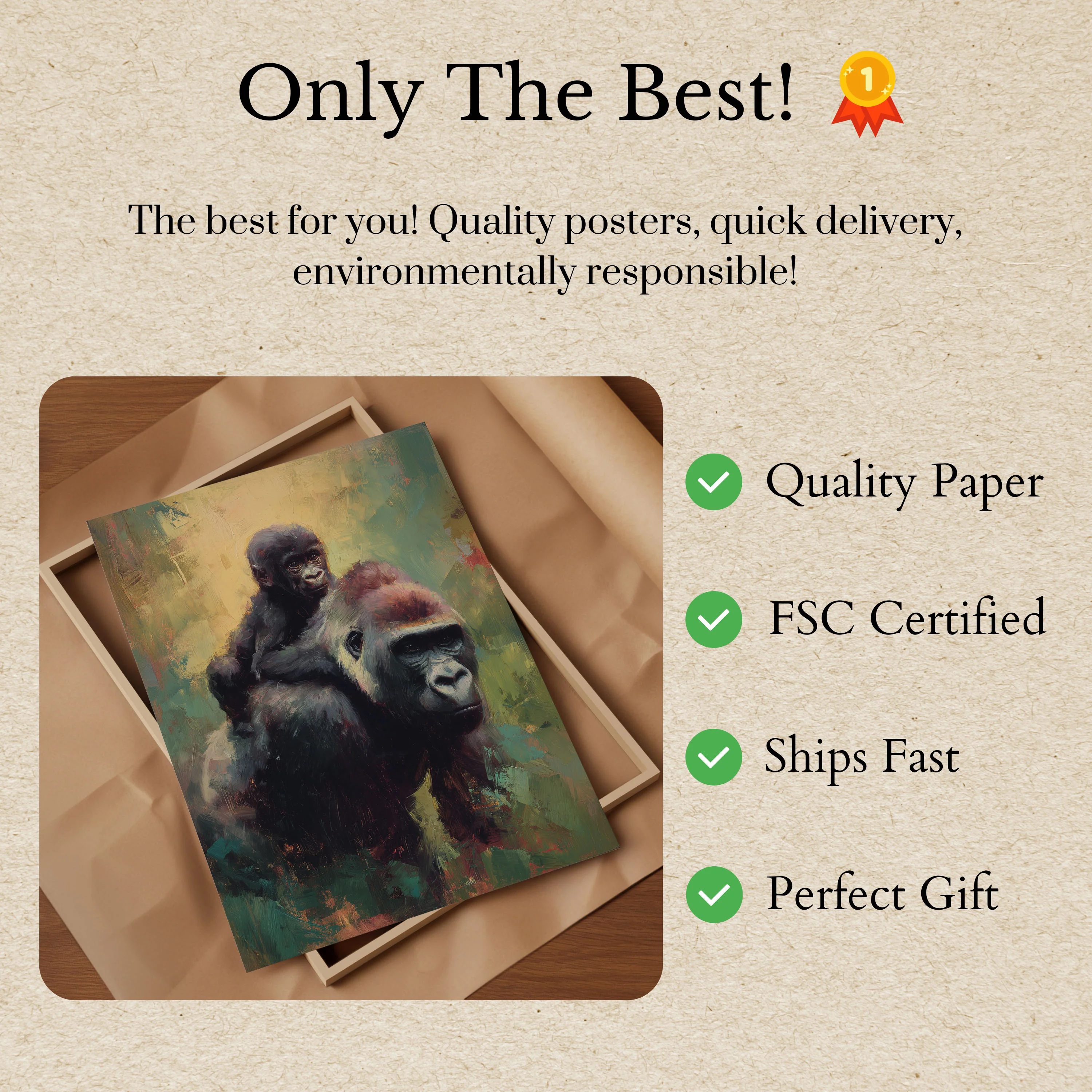 Mother and Child Gorilla Poster - Image 3