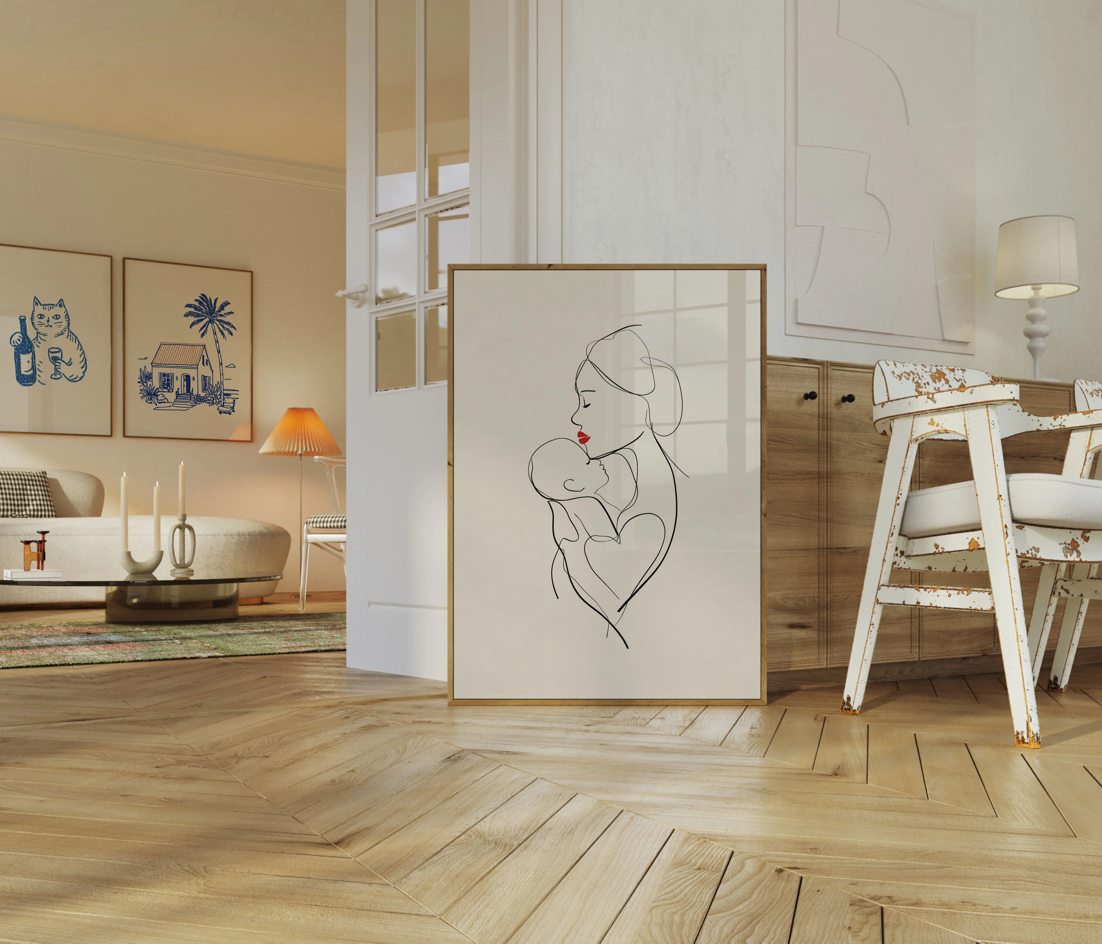 Mother and Child Line Art Poster - Image 5