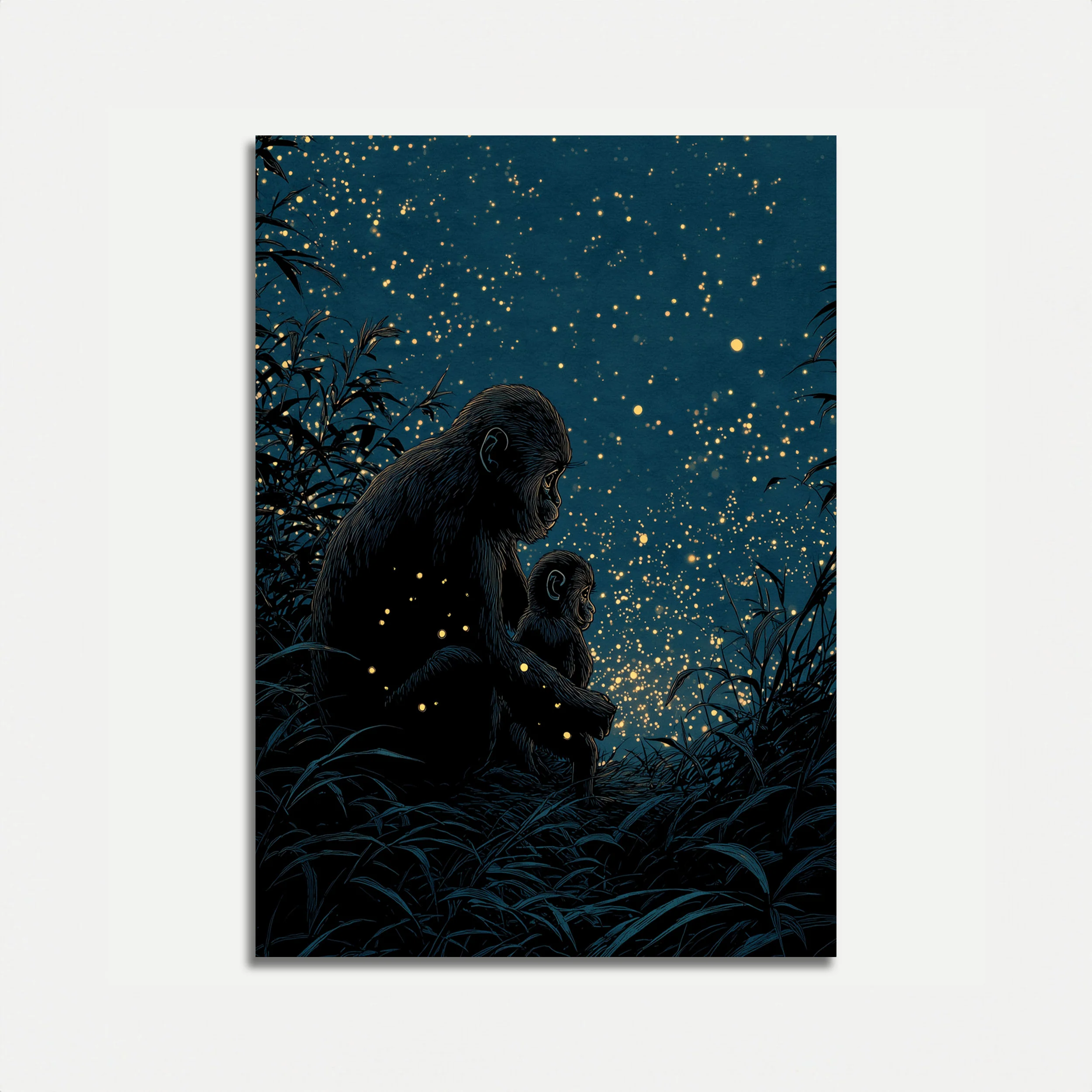 Mother and Child Under Stars Poster