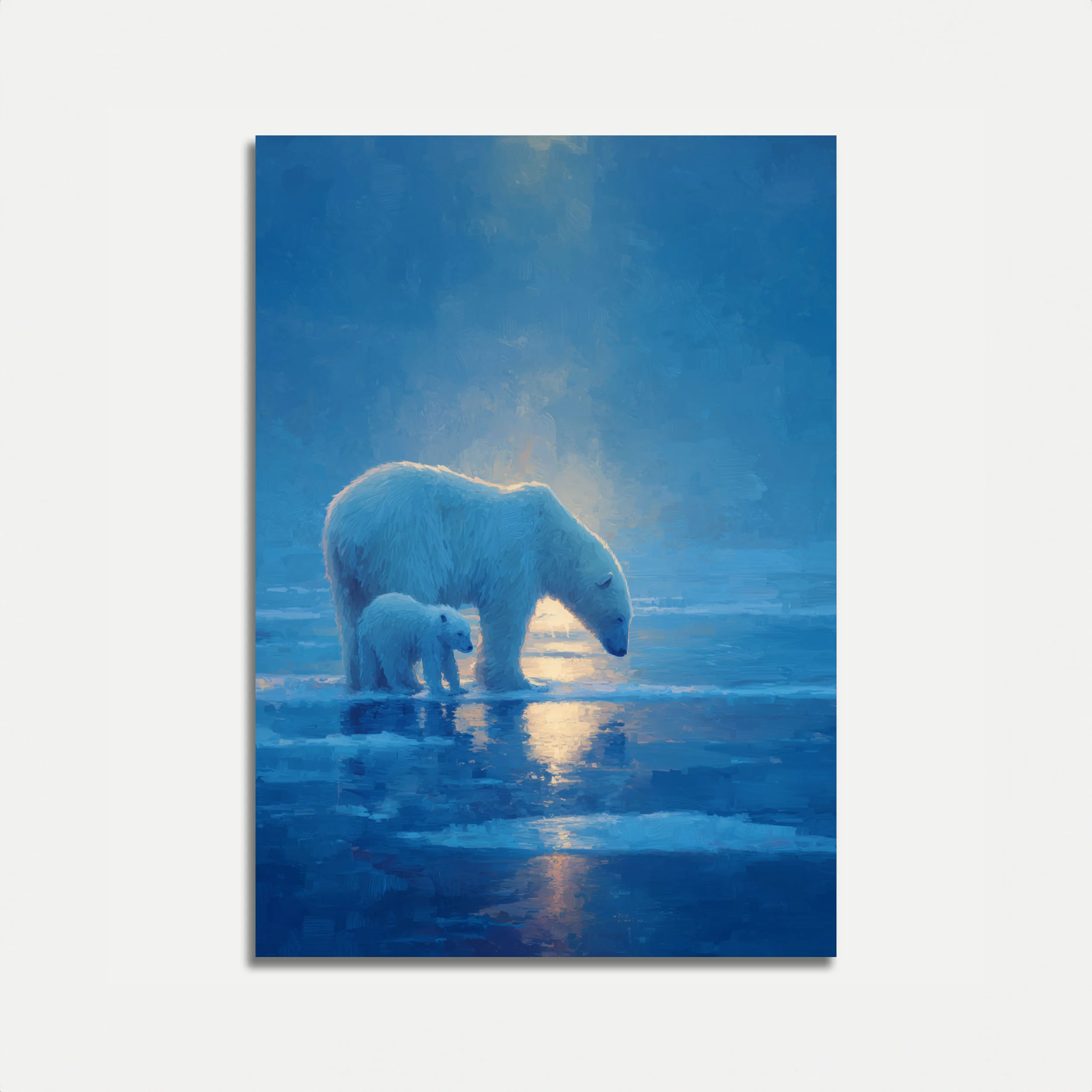 Mother and Cub Polar Bear Poster