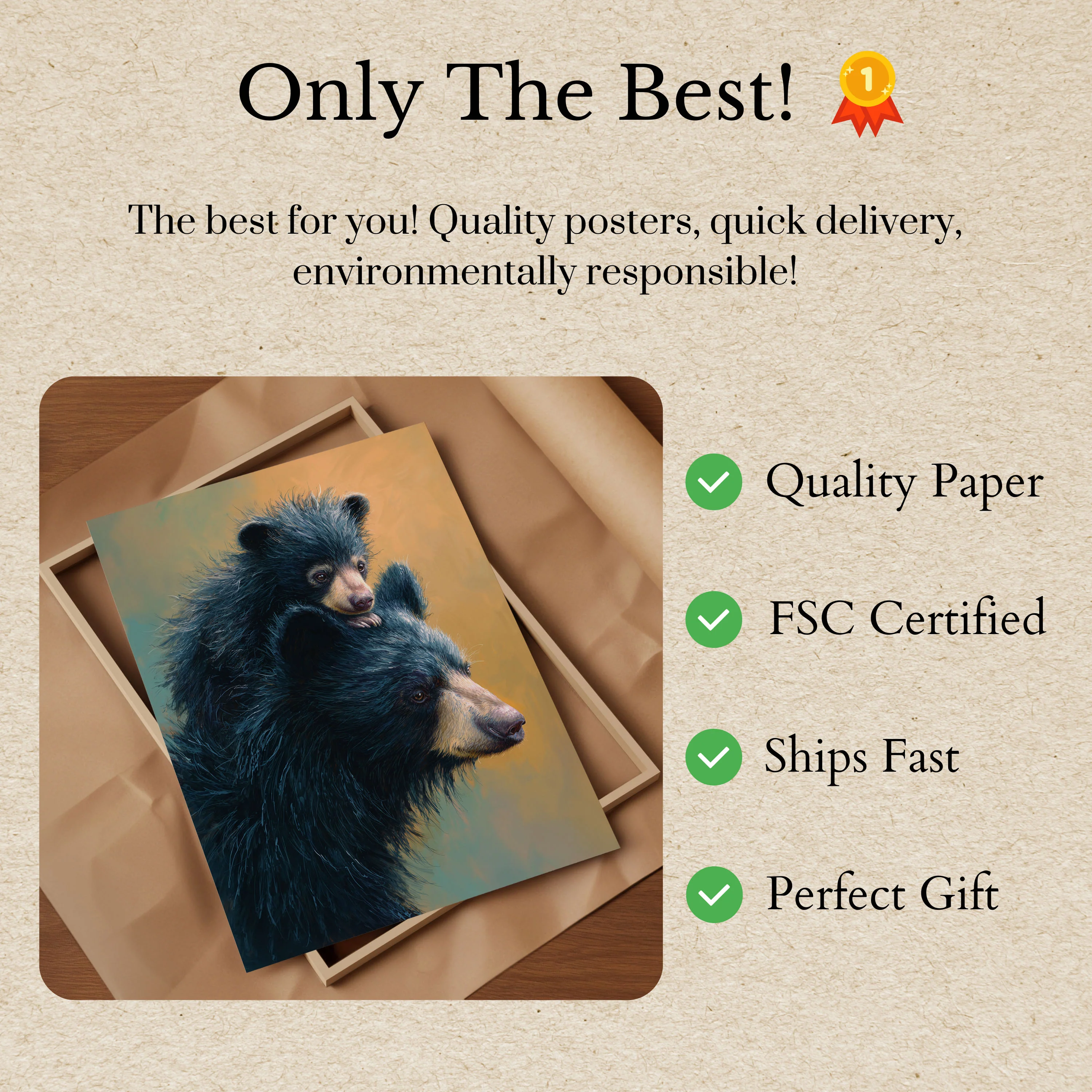 Mother Bear with Cub Poster - Image 3