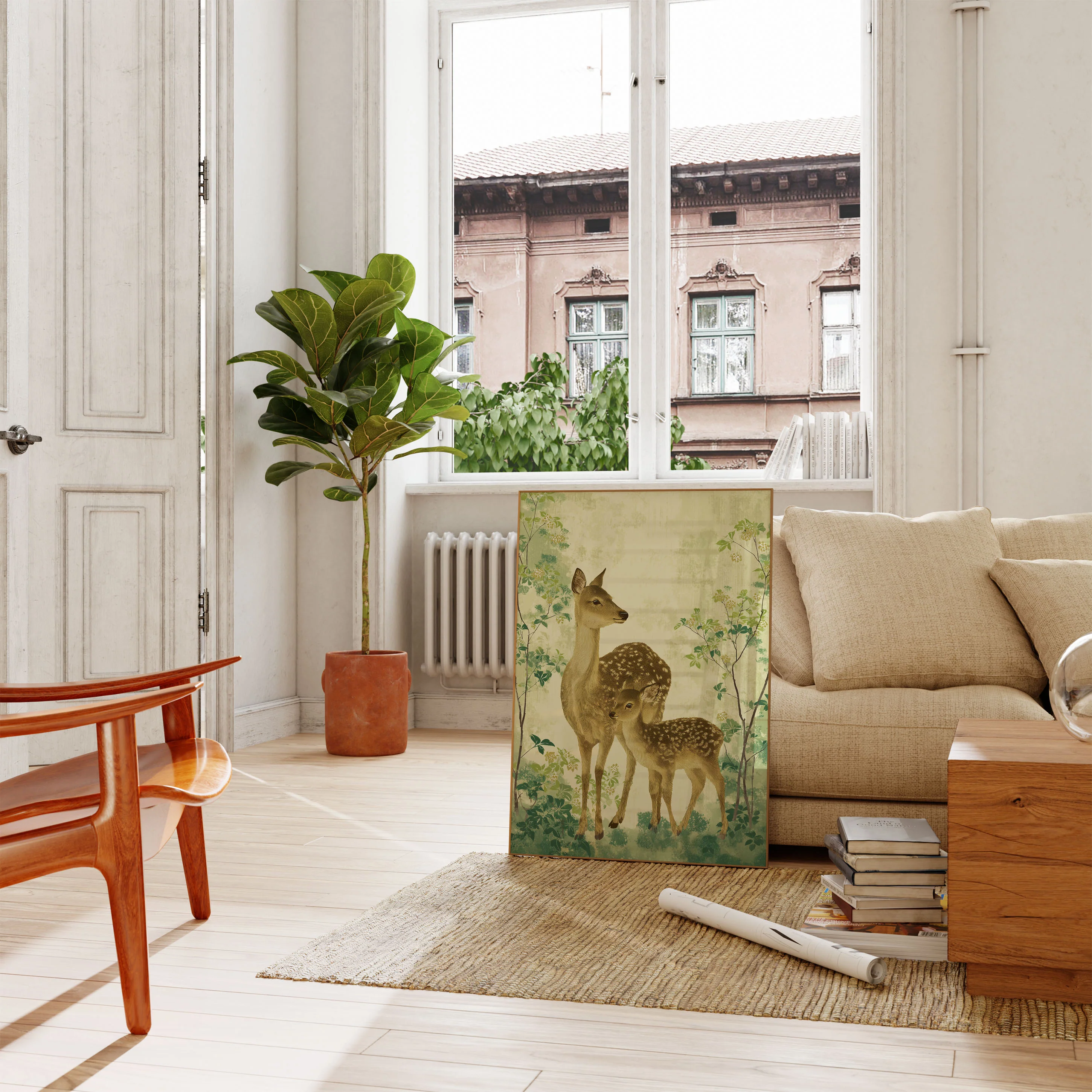 Mother Deer and Fawn Forest Poster - Image 2