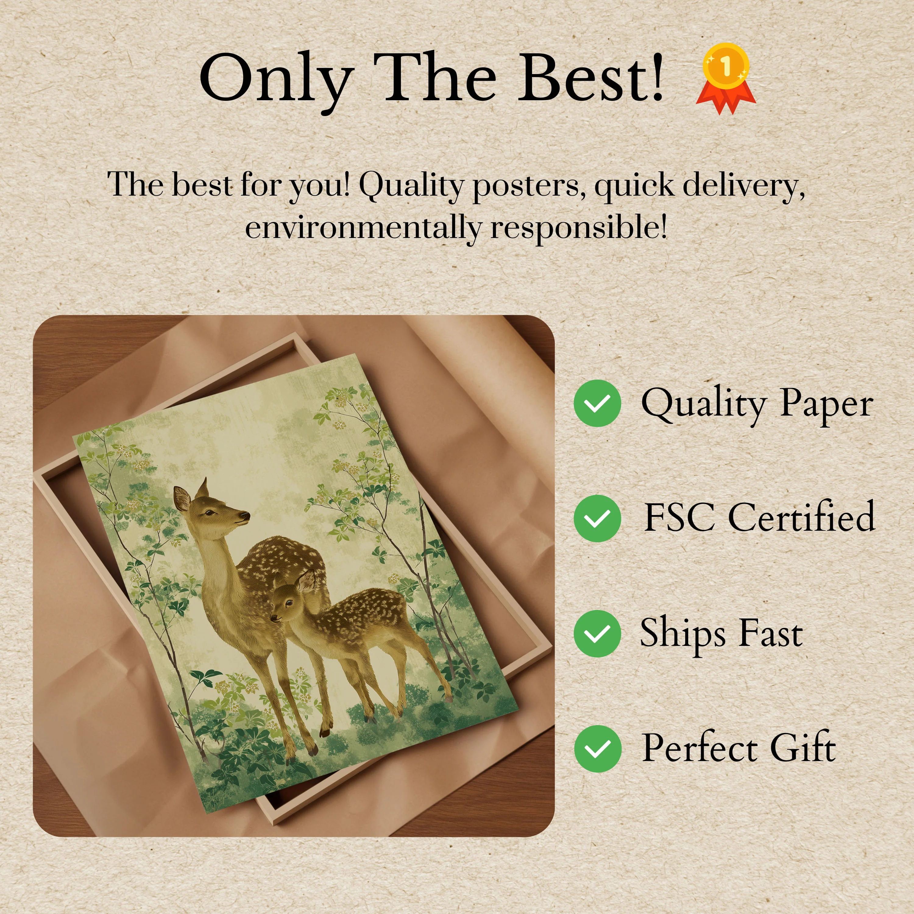 Mother Deer and Fawn Forest Poster - Image 3