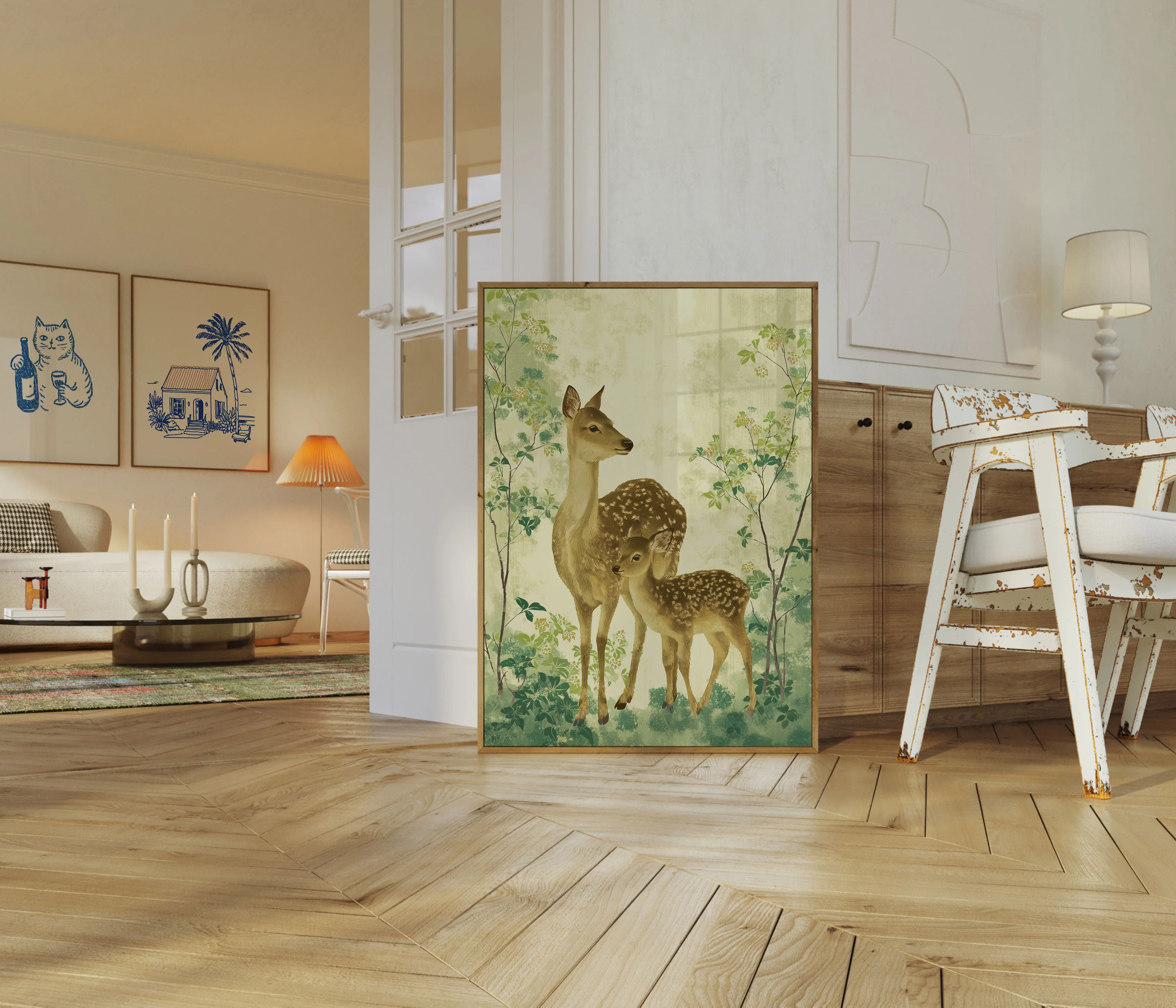 Mother Deer and Fawn Forest Poster - Image 5