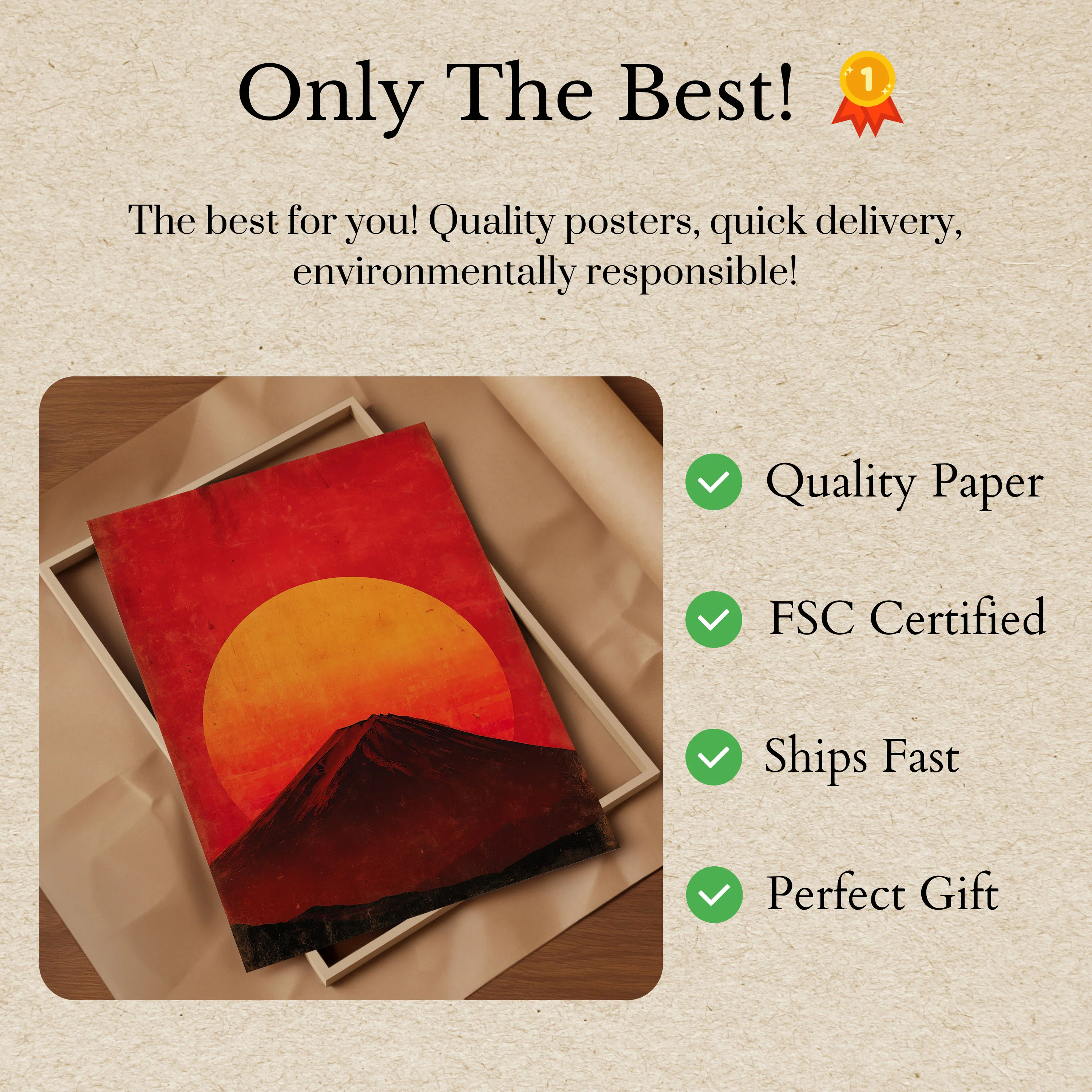 Mount Fuji Red Sunset Poster - Image 3