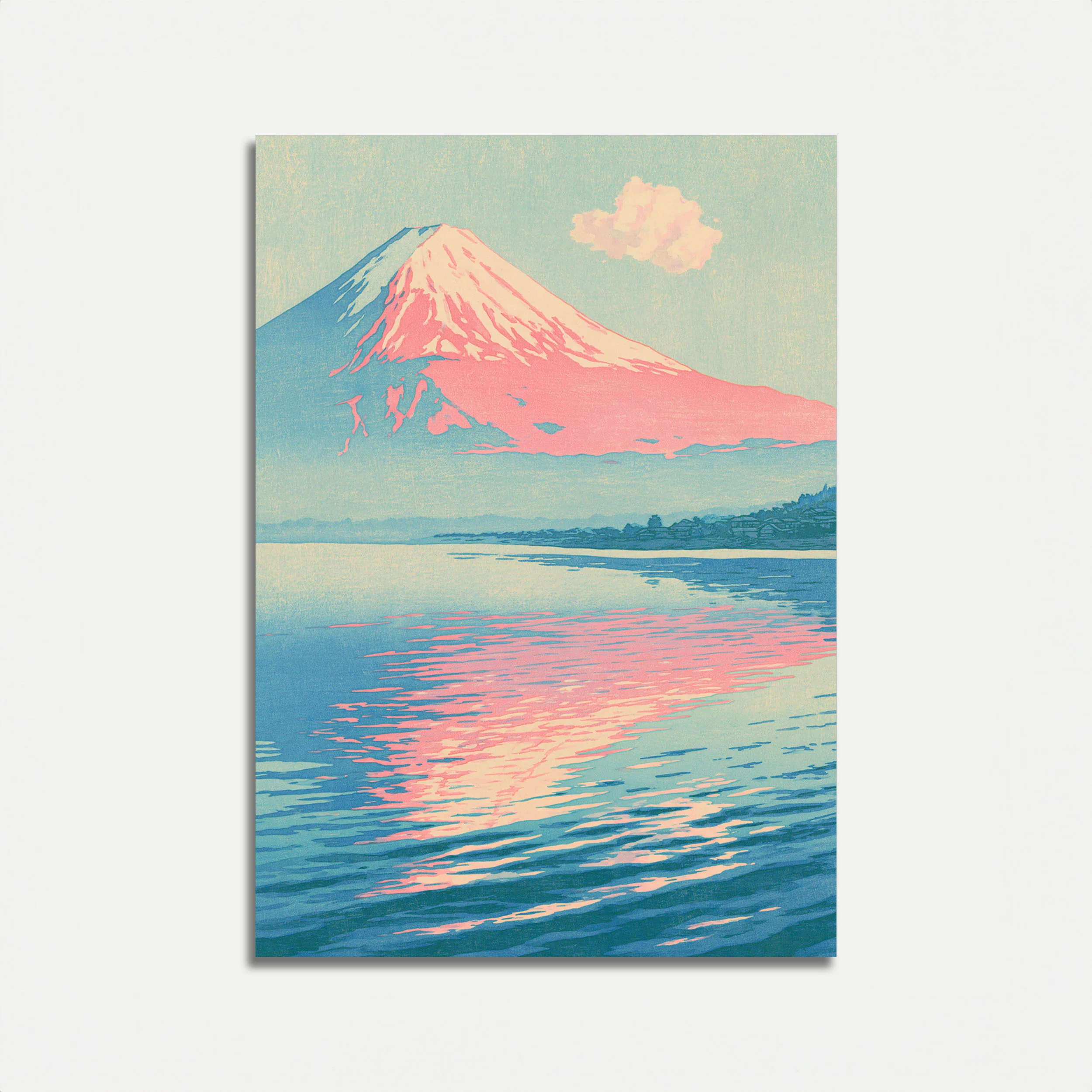 Mount Fuji Reflecting at Sunset Poster