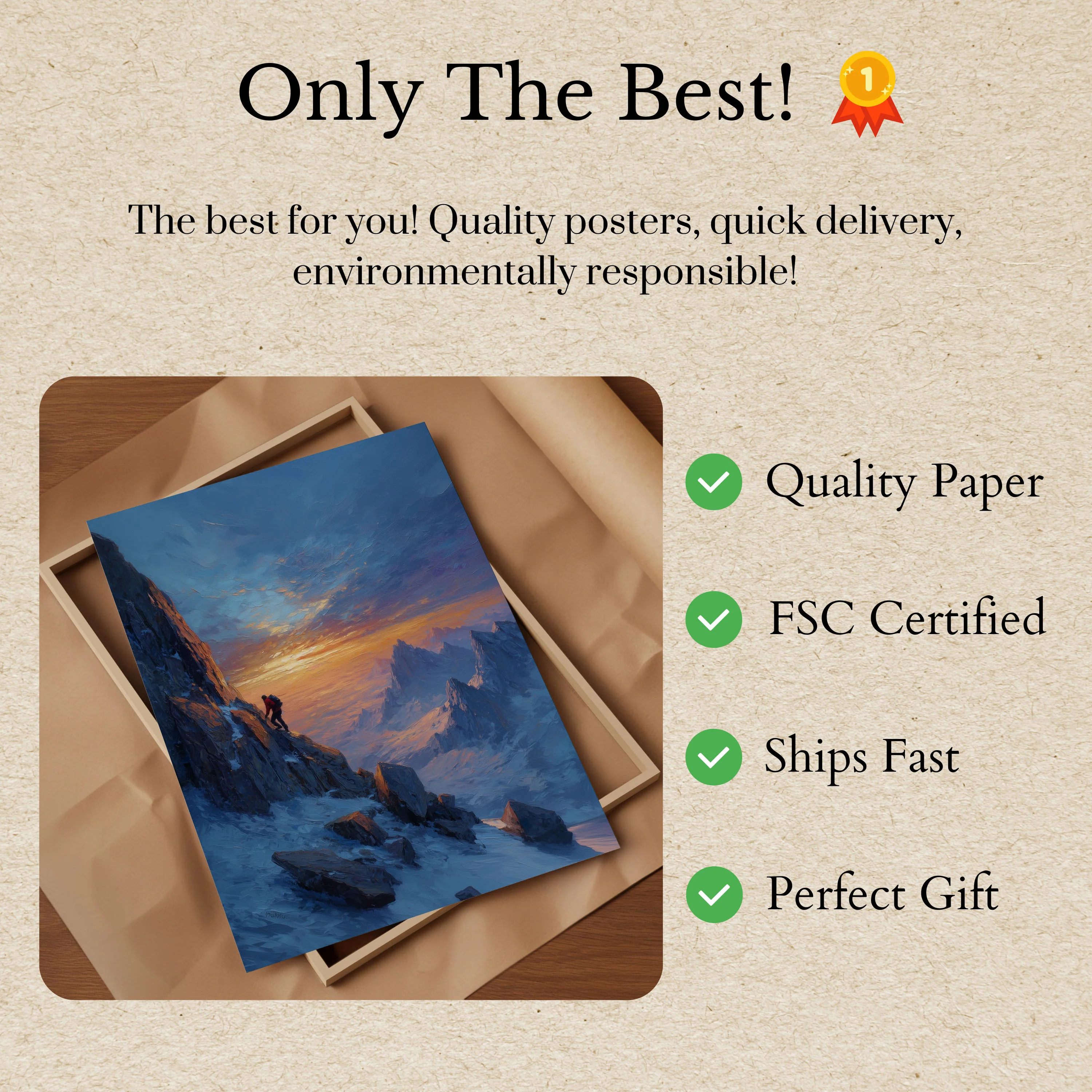 Mountain Ascent Sunset Poster - Image 3