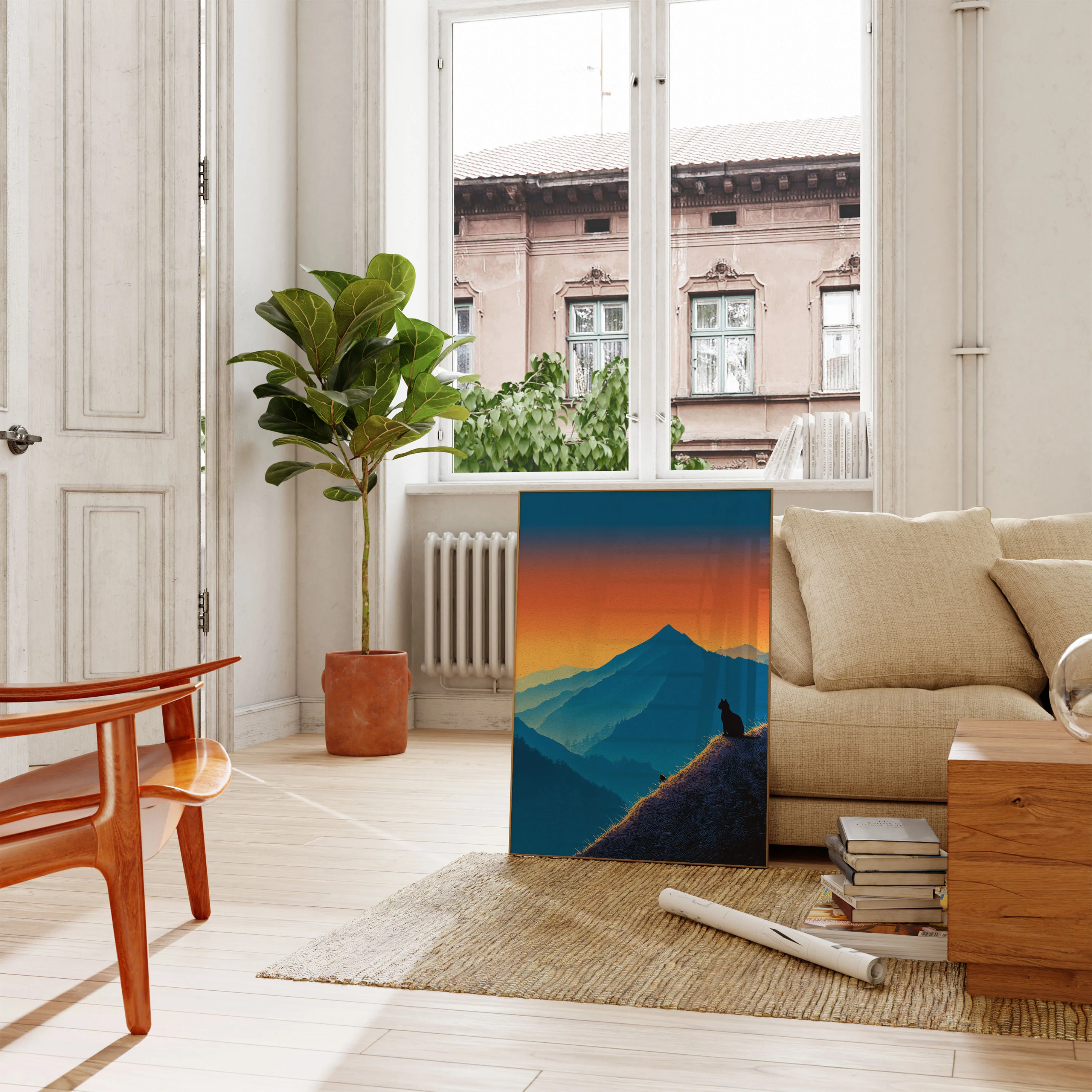 Mountain Cat Sunset Poster - Image 2