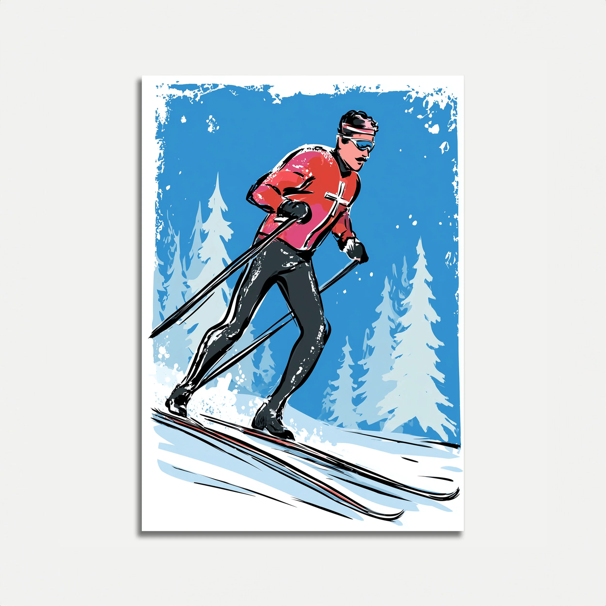 Mountain Cross-Country Ski Poster