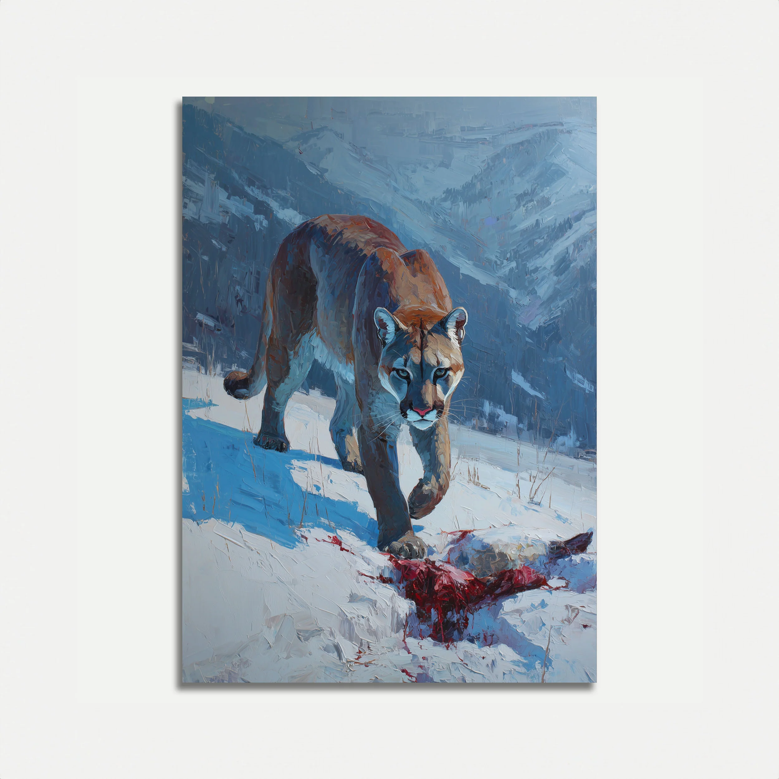 Mountain Lion in Snow Poster