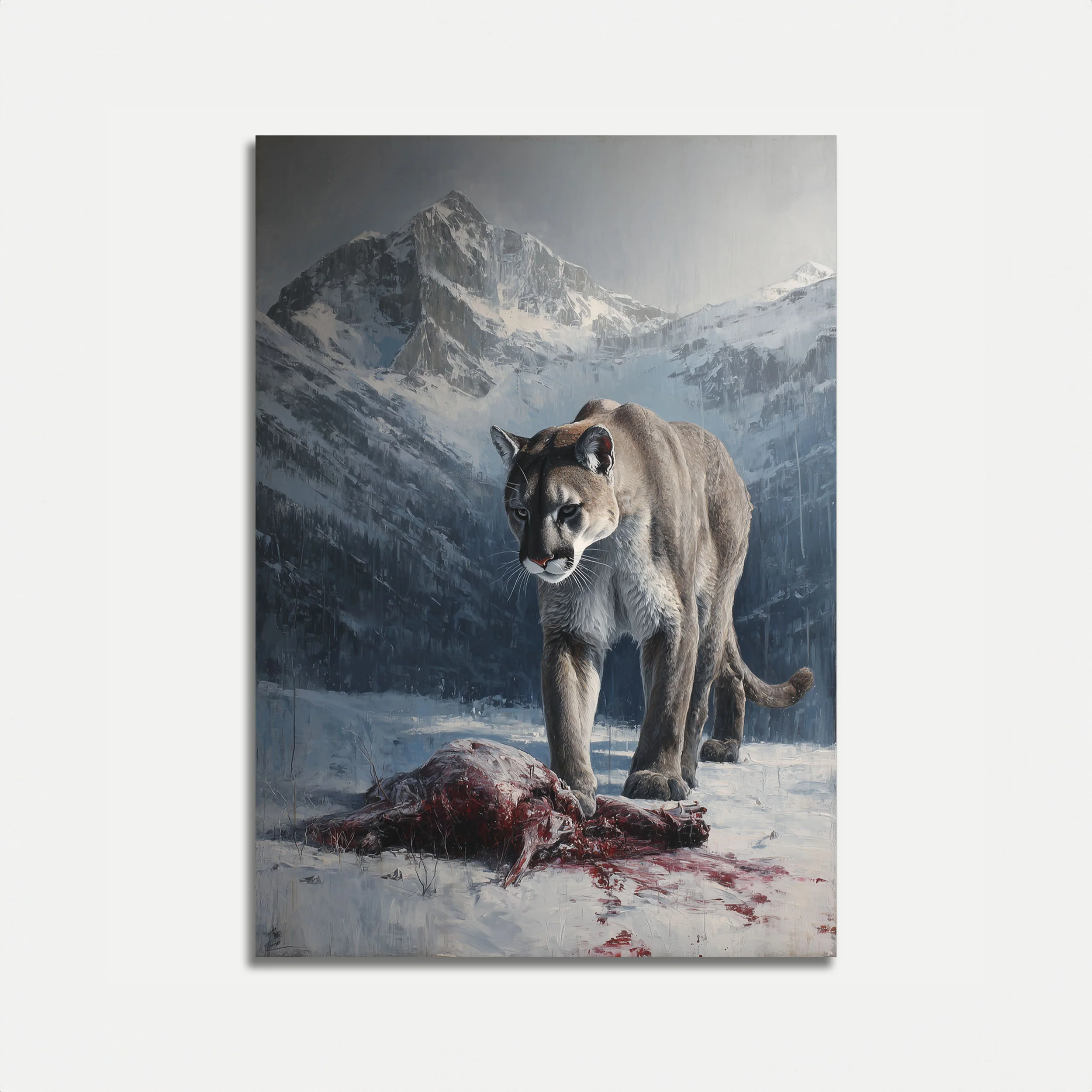 Mountain Lion Winter Hunt Poster