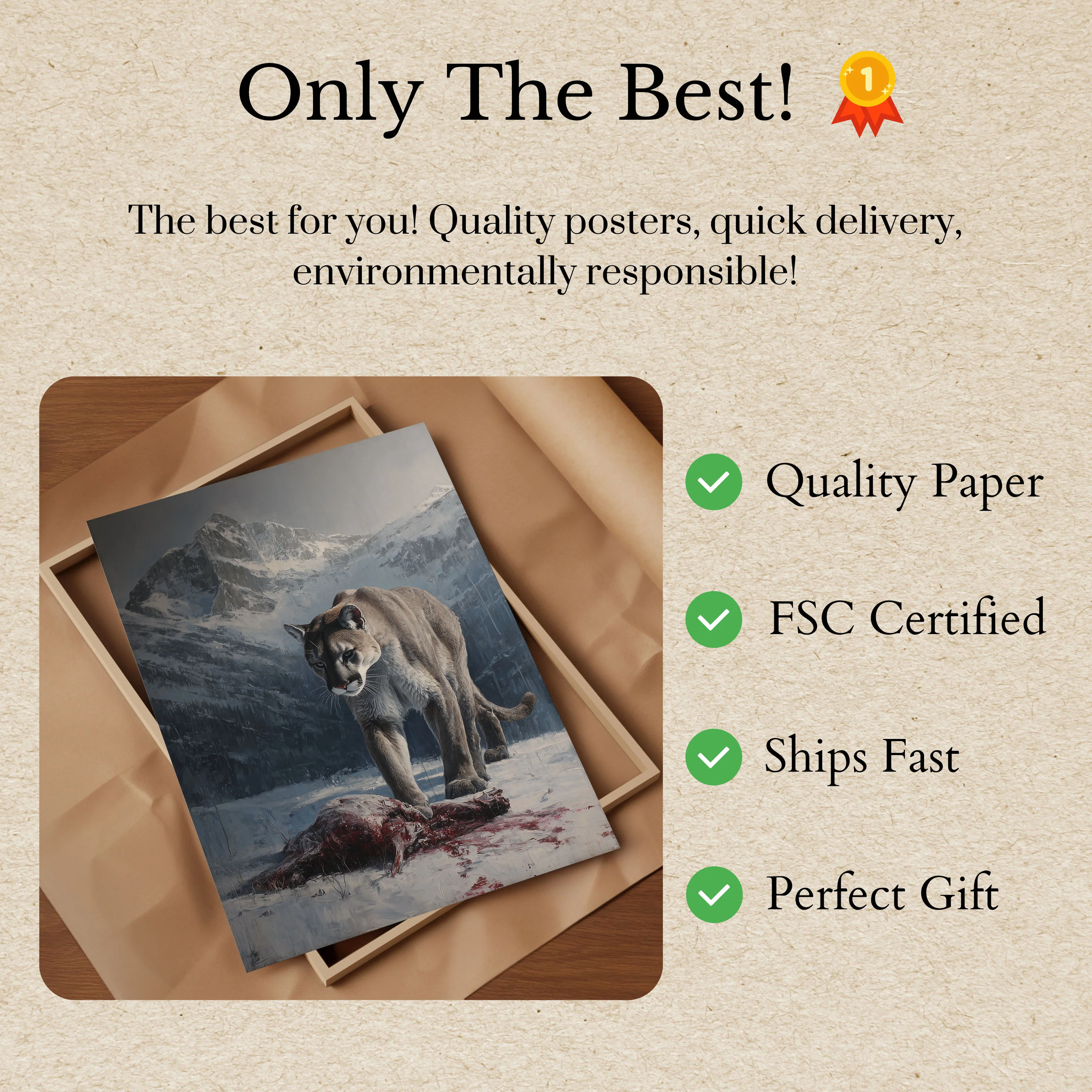 Mountain Lion Winter Hunt Poster - Image 3