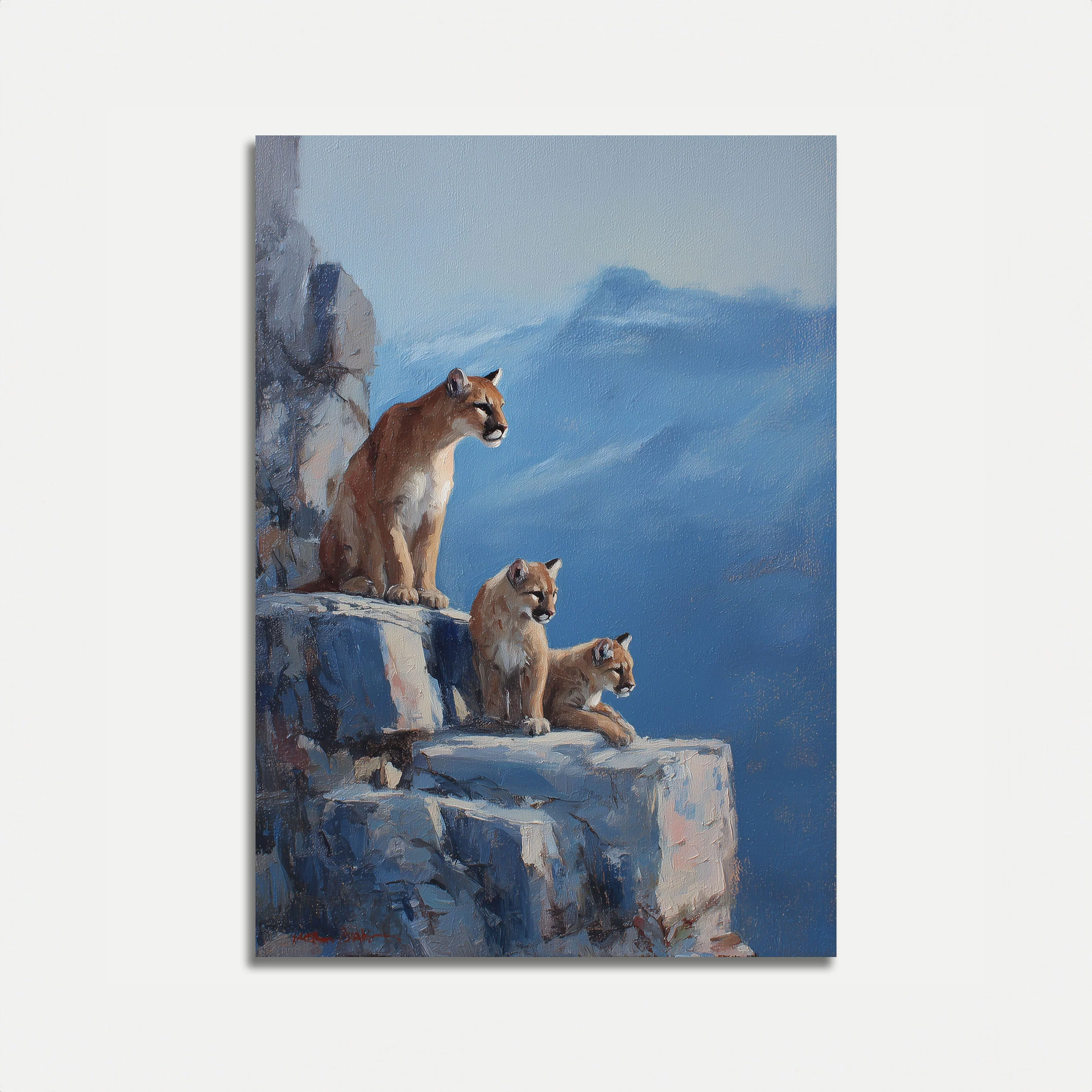 Mountain Lions on Peak Poster
