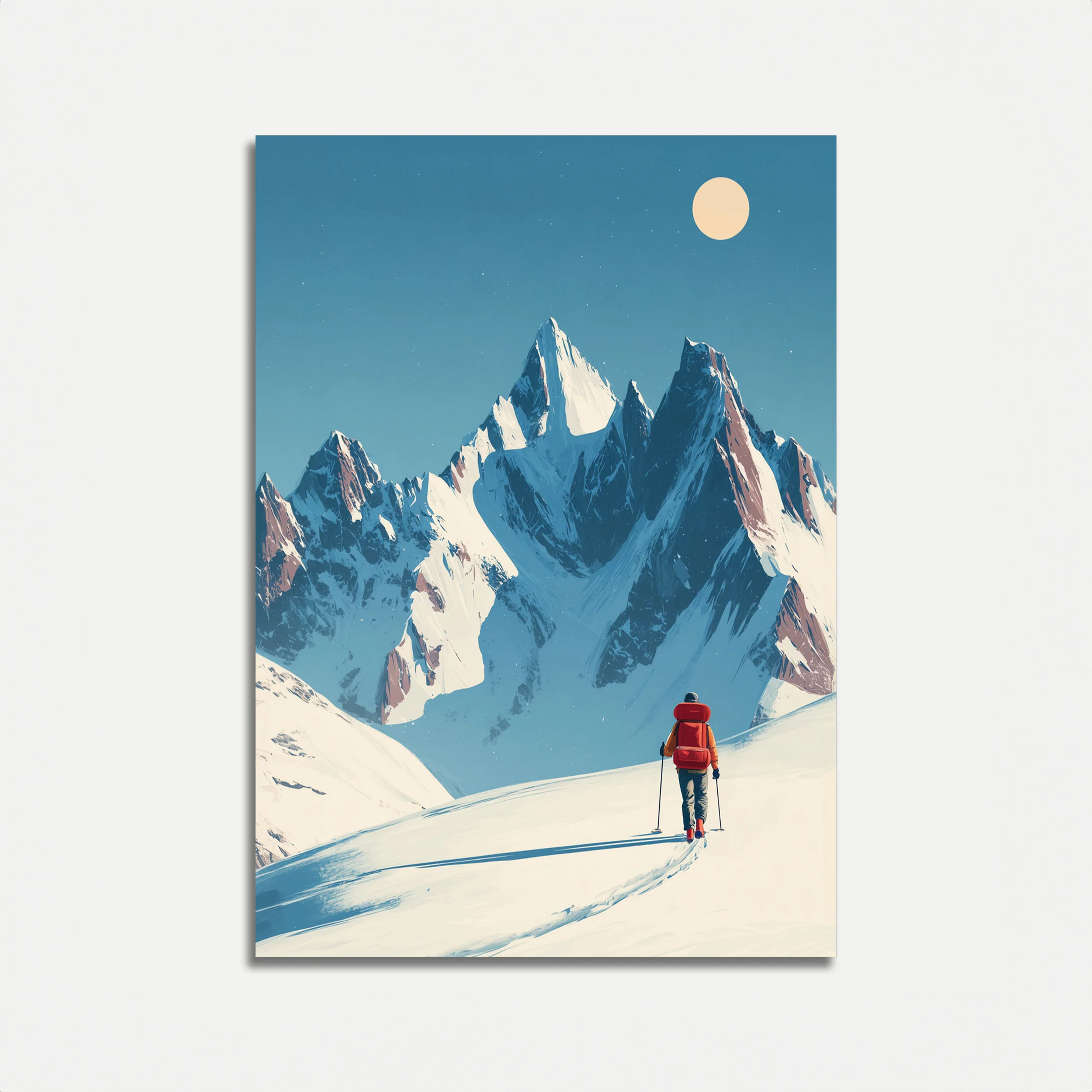 Mountain Peak Winter Ski Poster
