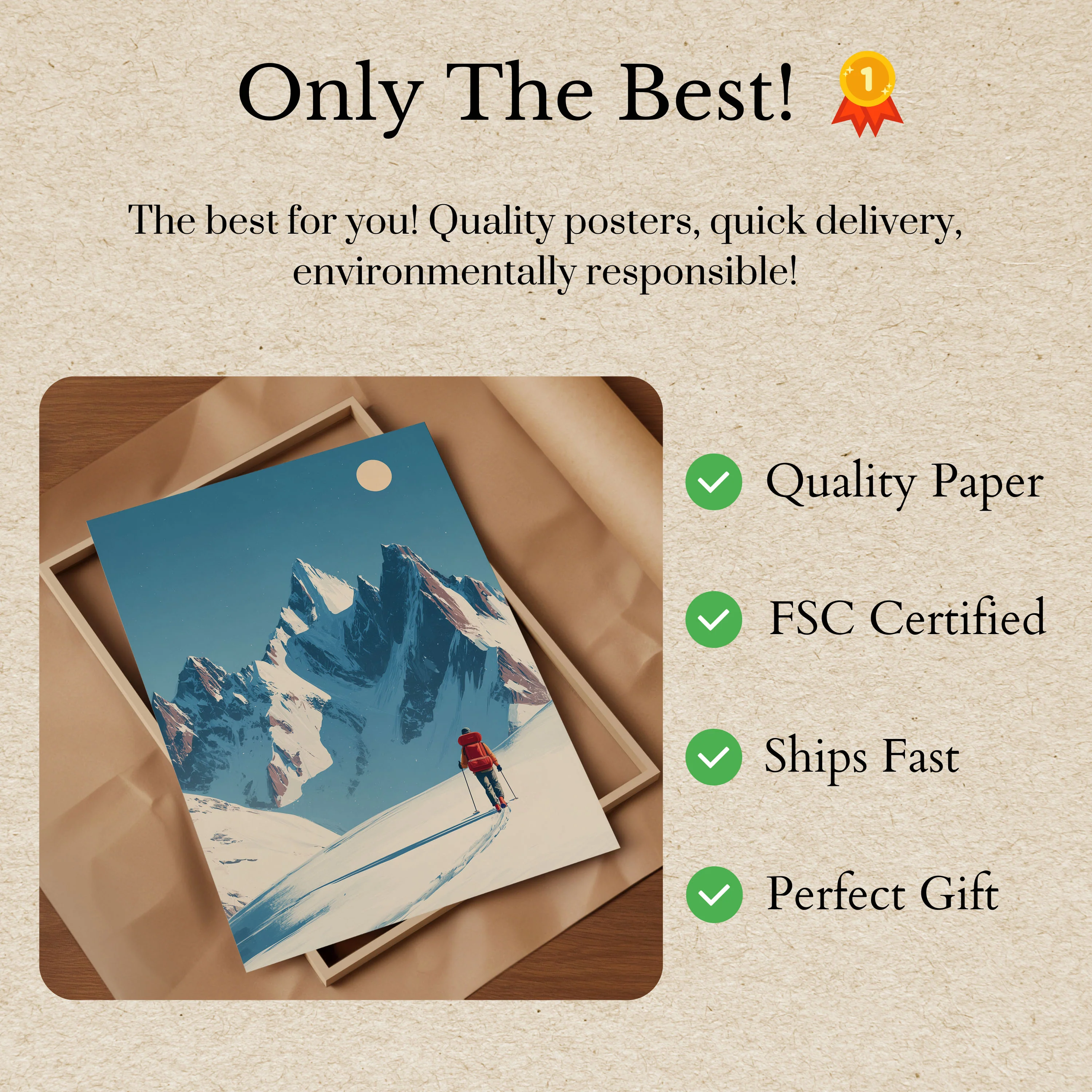 Mountain Peak Winter Ski Poster - Image 3