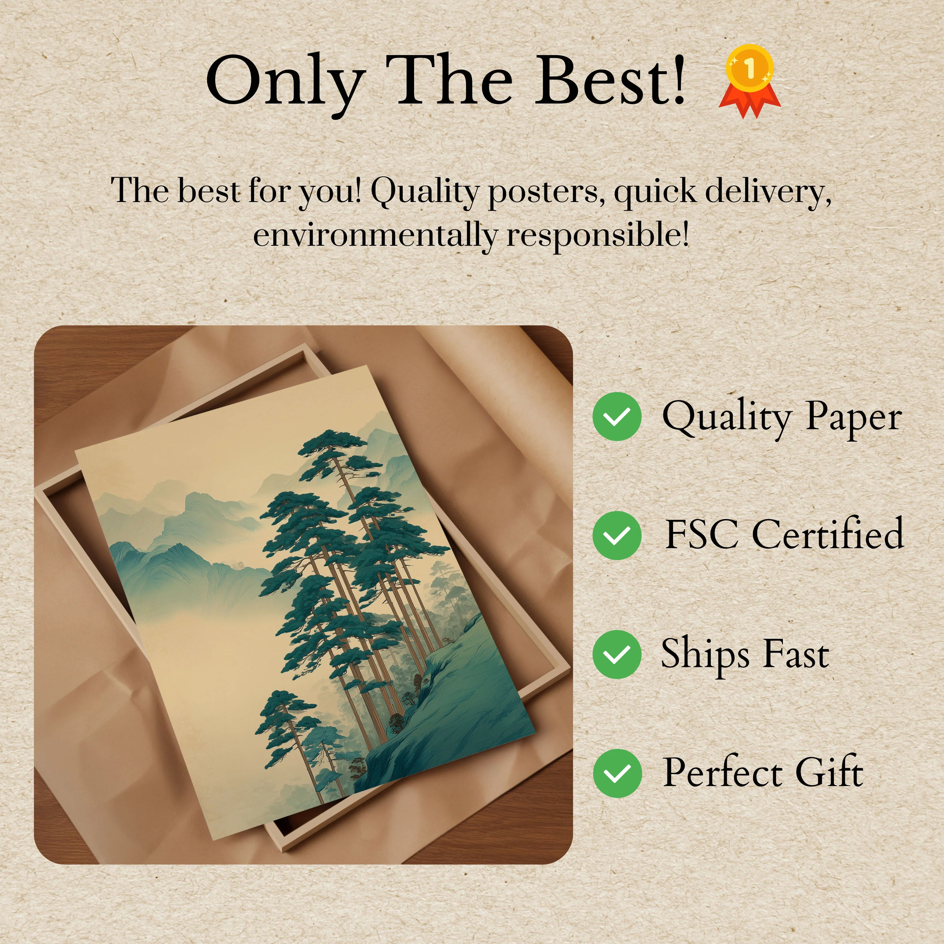 Mountain Pine Trees Landscape Poster - Image 3